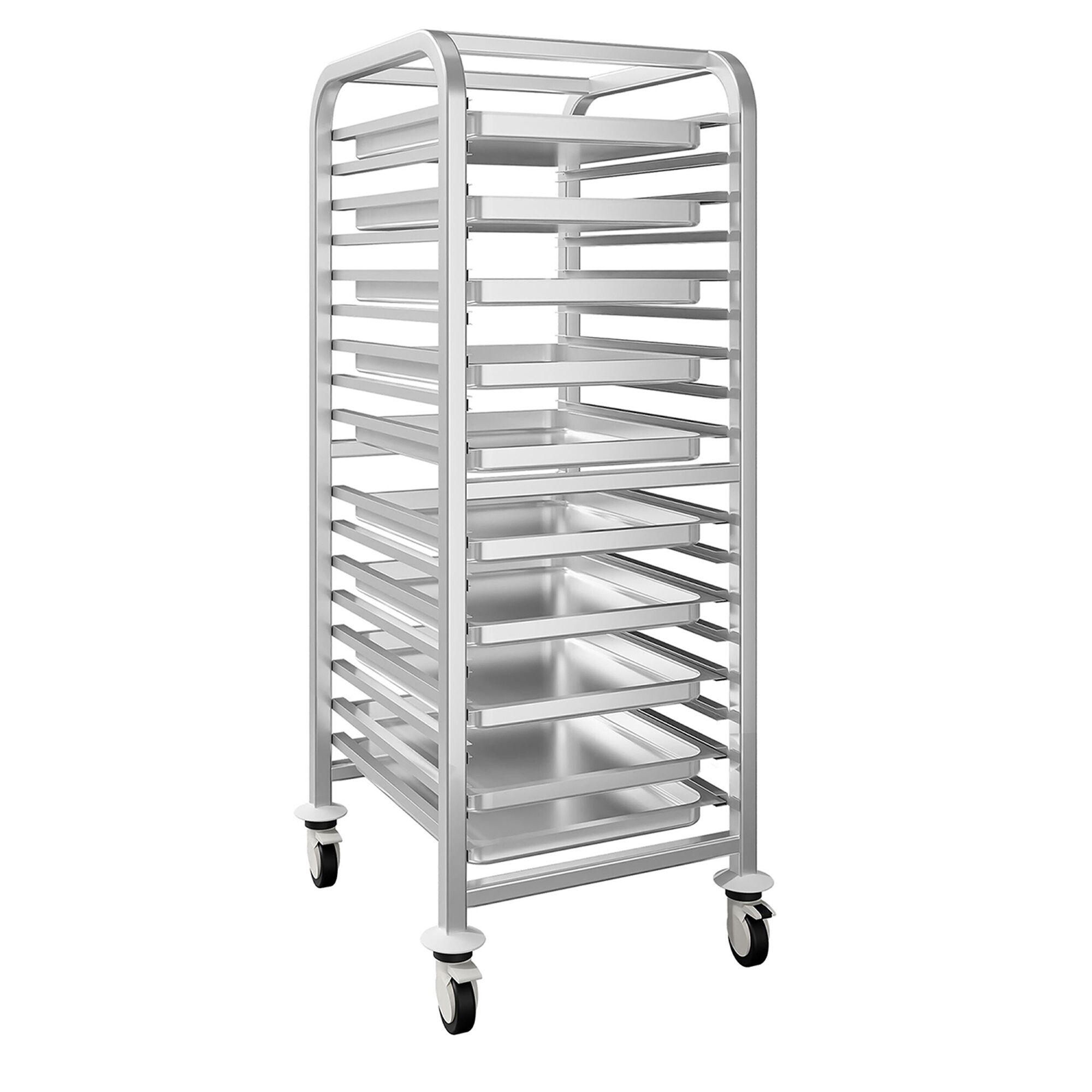Chariot à plateaux – pour 15 plateaux EN 530 × 370 – avec roulettes silencieuses