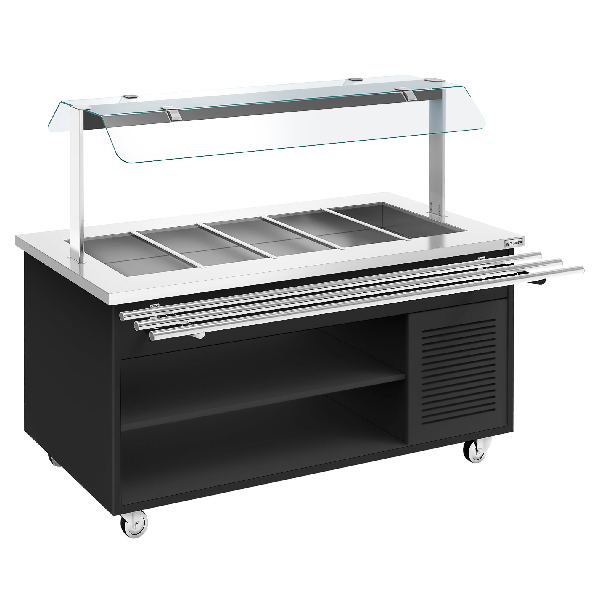 Buffet réfrigéré DANZIG - 1900mm - 5 bacs GN 1/1 - avec Glissière pour plateaux - Noir