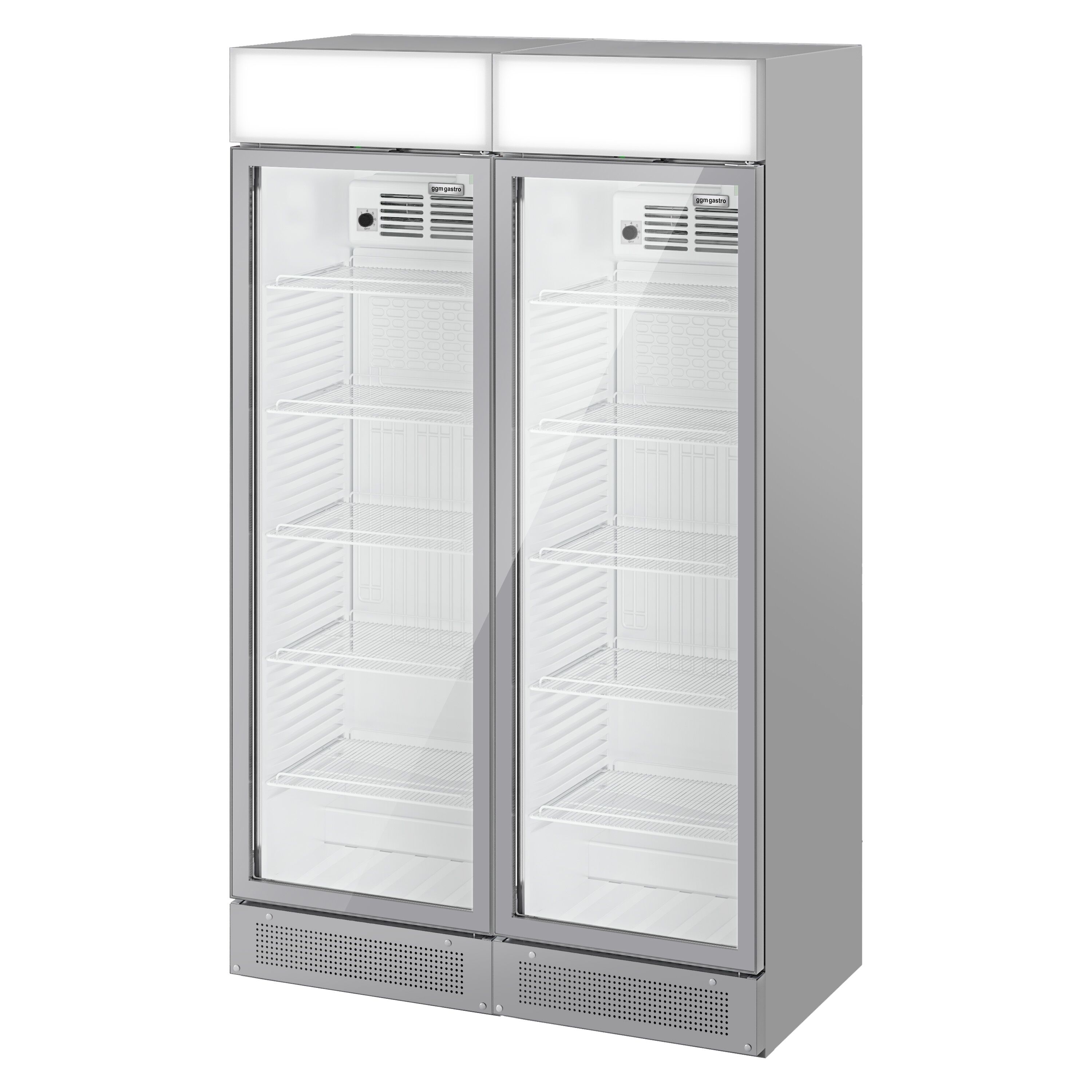 (2 pièces) Vitrine réfrigérée à boissons - 690 litres - design sans cadre - avec 2 portes vitrées et écran publicitaire