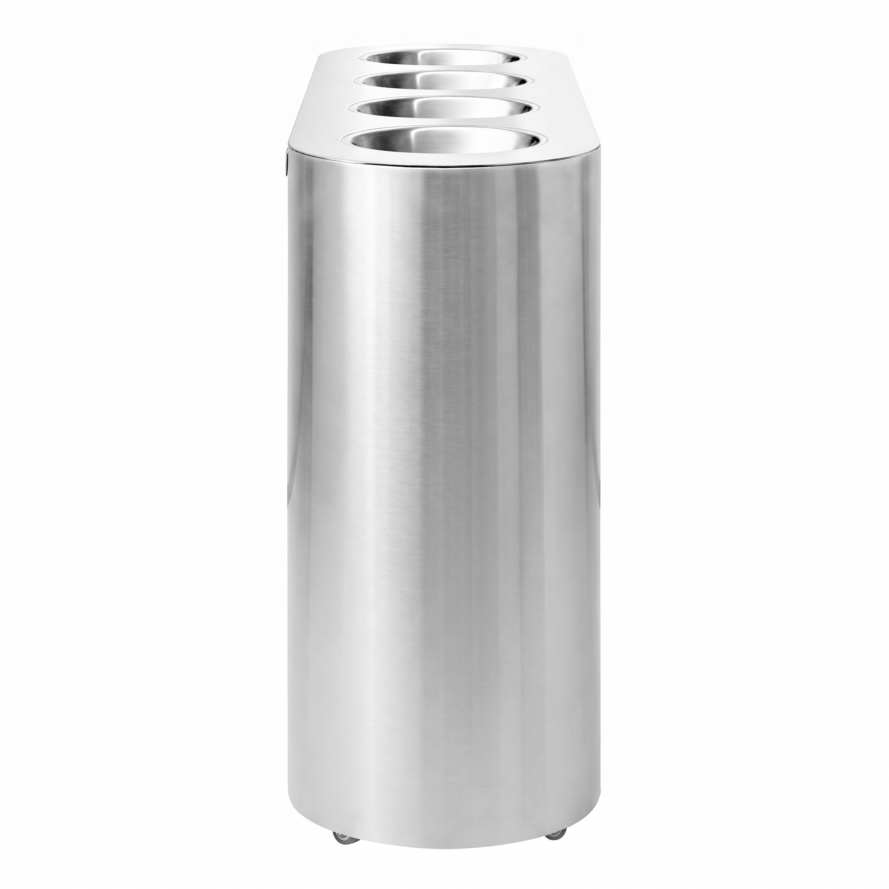 Waste sorting system – 4 bins, 30 litres each – stainless steel