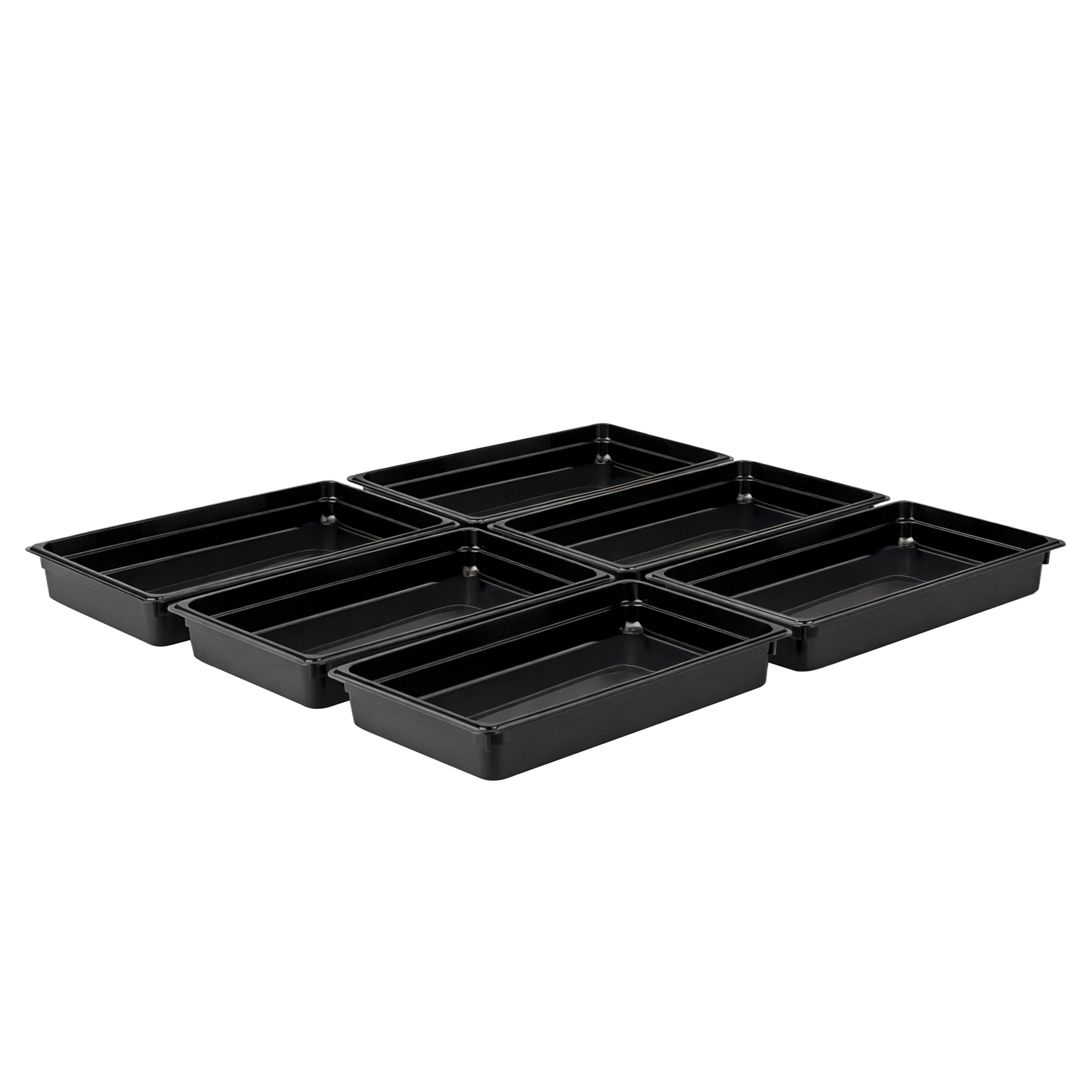 (6 pièces) Bac en Polycarbonate GN 1/1 - Noir - Hauteur : 65 mm