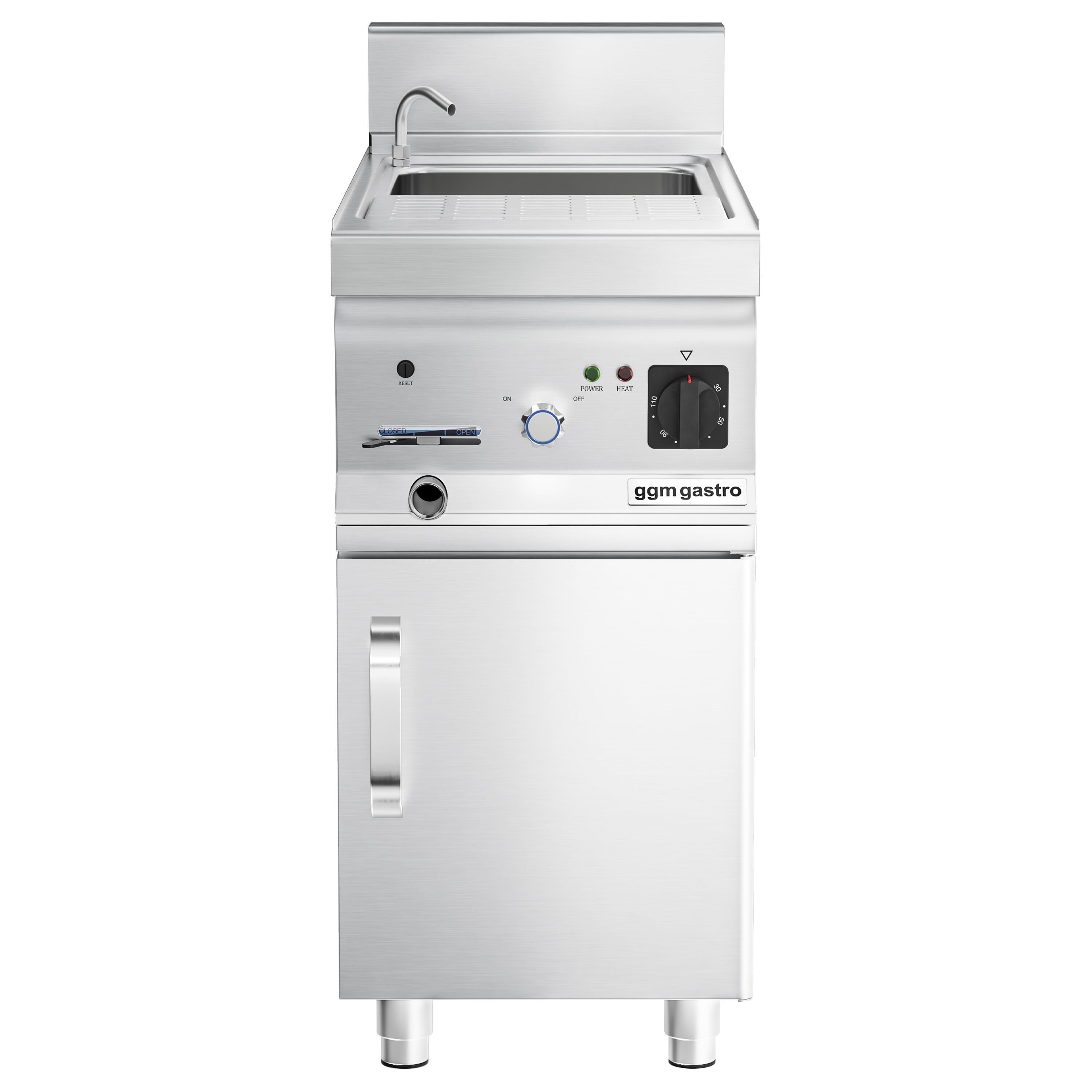 Cuiseur à pâtes électrique avec robinet – 18 L – 4,5 kW – incl. soubassement avec 1 porte