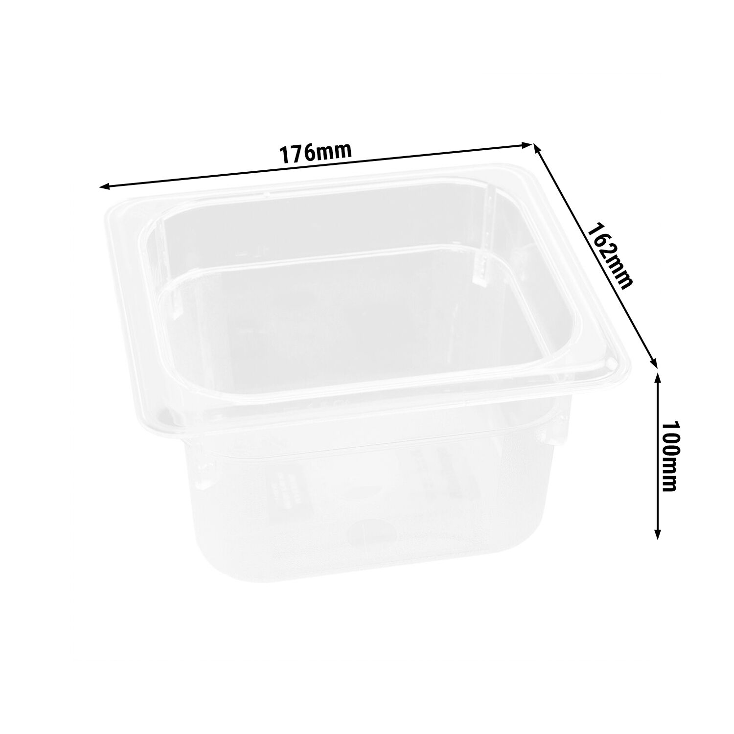 (6 pièces) Bac en Polycarbonate GN 1/6 - Transparent - Hauteur : 100 mm