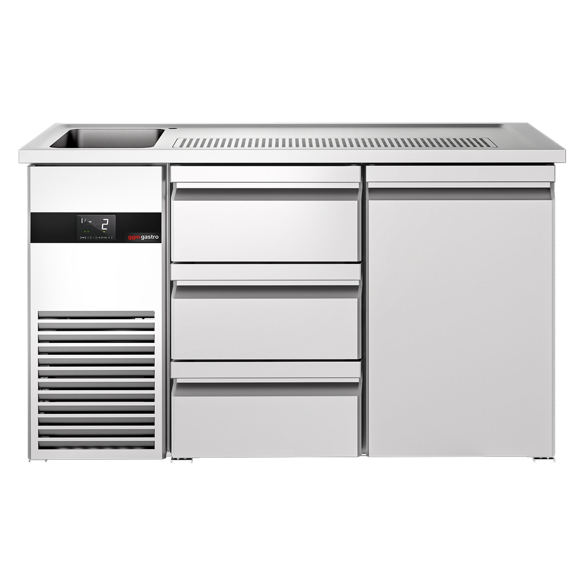 Comptoir de bar réfrigéré PREMIUM - 1550x700mm - 1 porte & 3 tiroirs