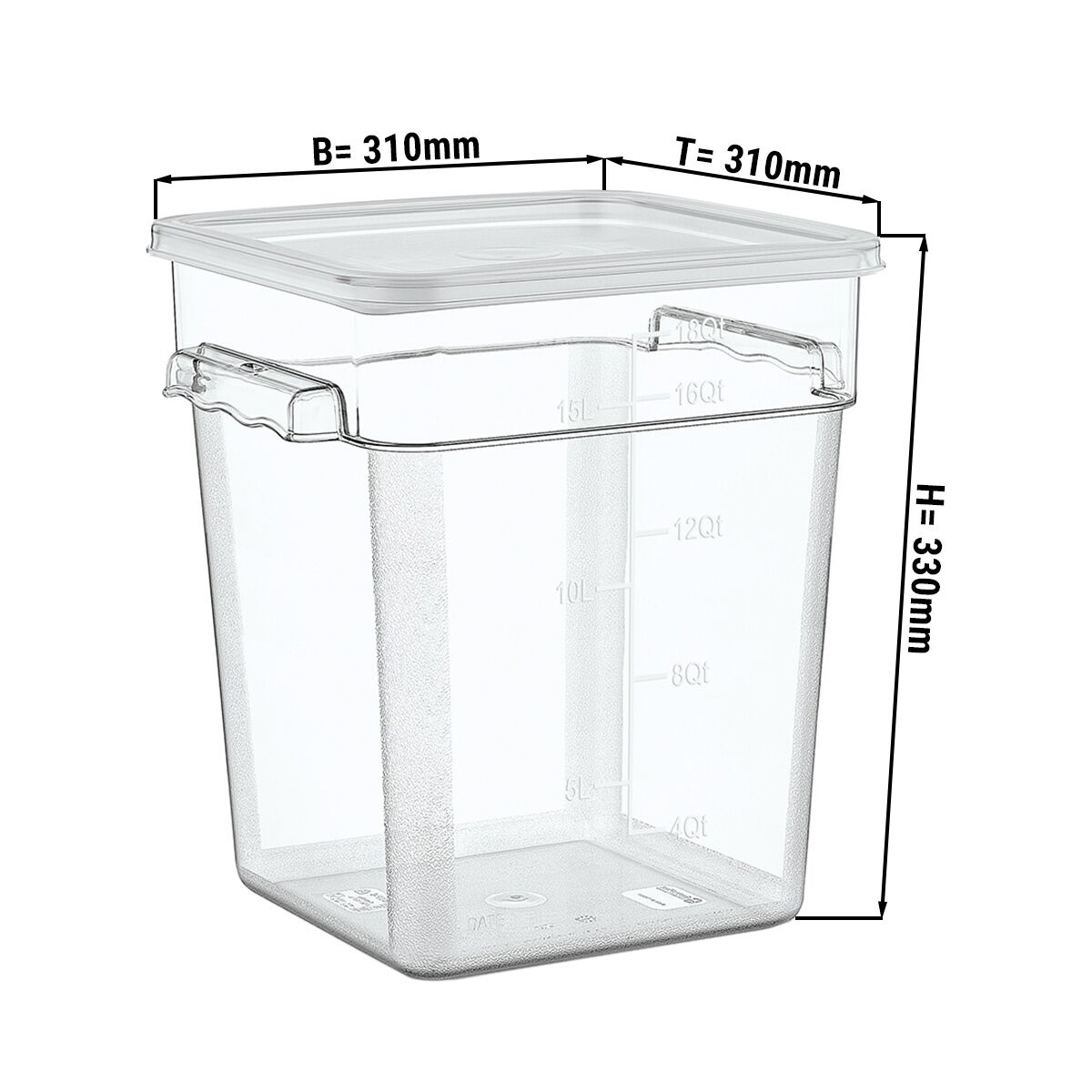 Bac alimentaire avec couvercle - 17,2 litres
