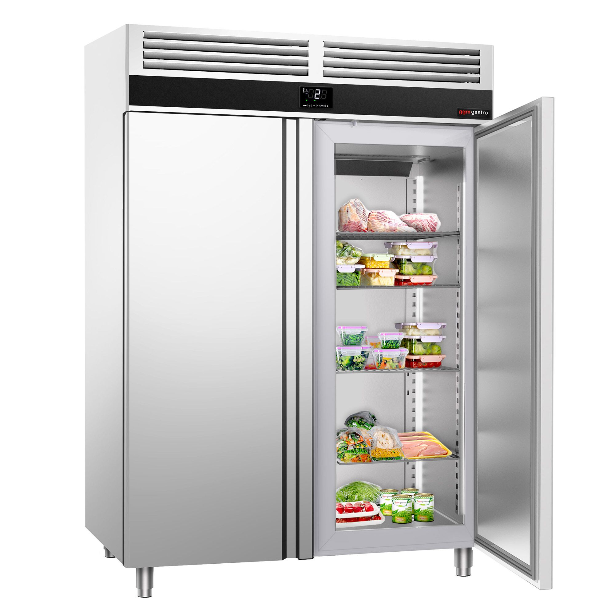 Commercial Upright Fridge Stainless steel PREMIUM - 1400L - with 2 doors
