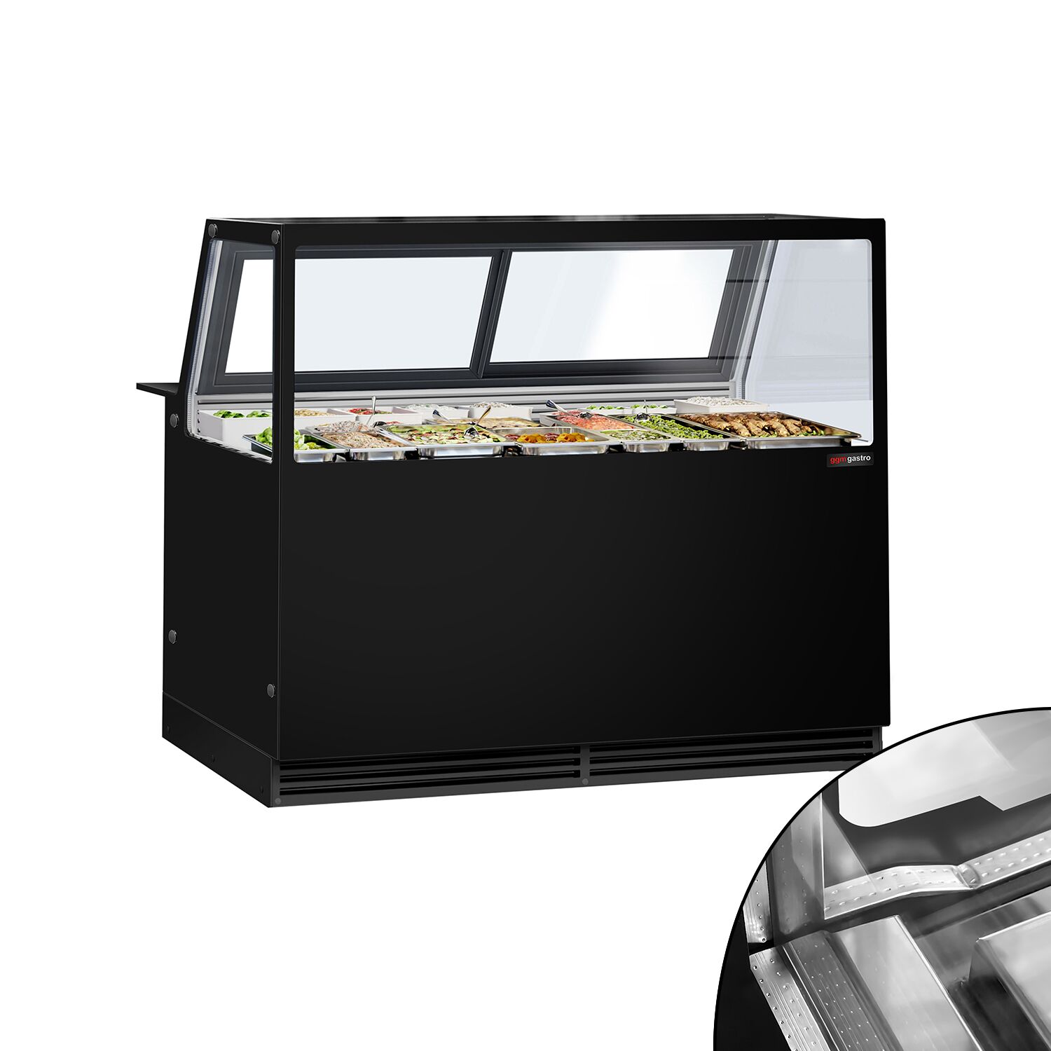 Comptoir vitrine réfrigérée - 1500x1048mm - +2/+8°C - Double vitrage - Éclairage LED - Façade noire
