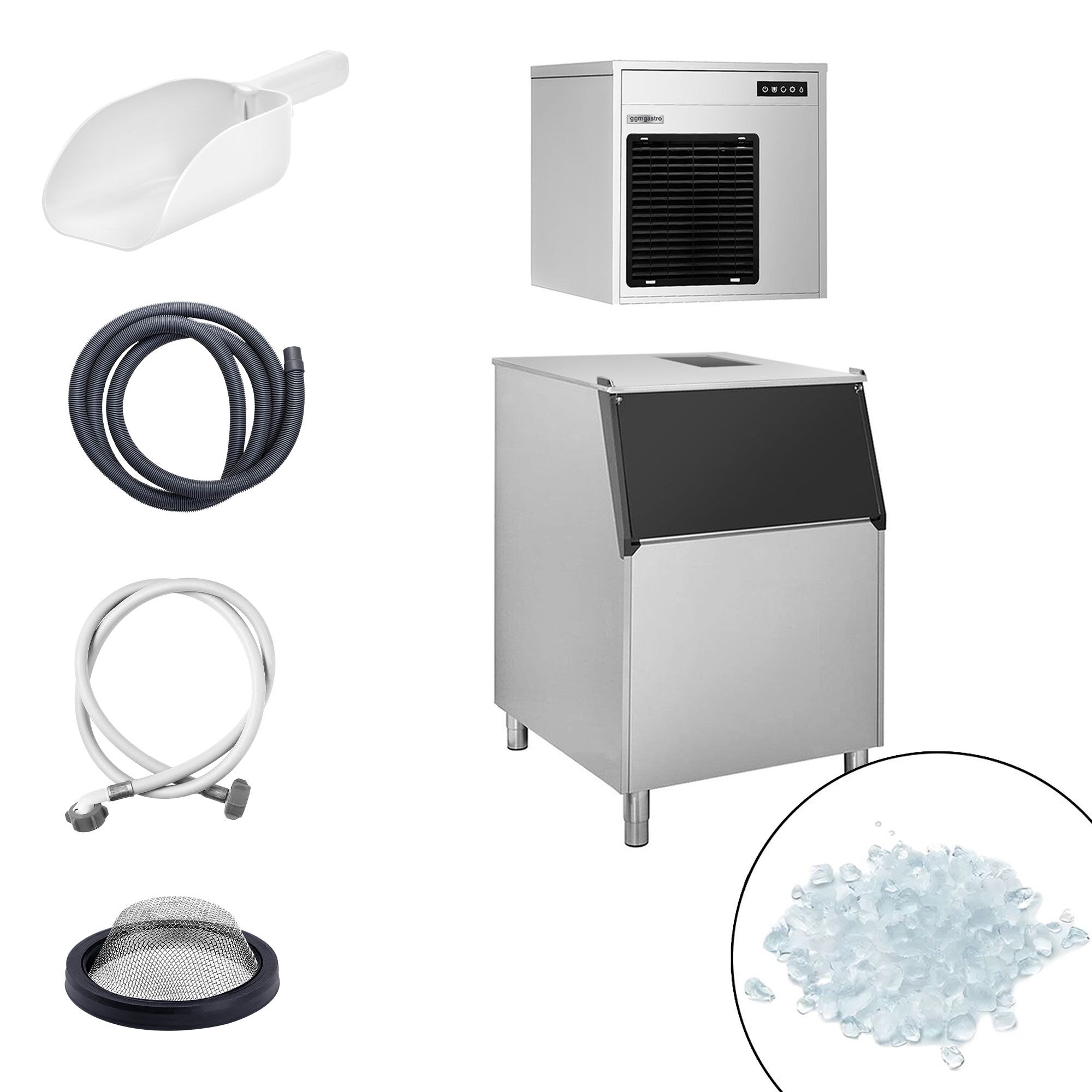 Machine à glace en grains - 220kg/24h - incl. bac à glaçons