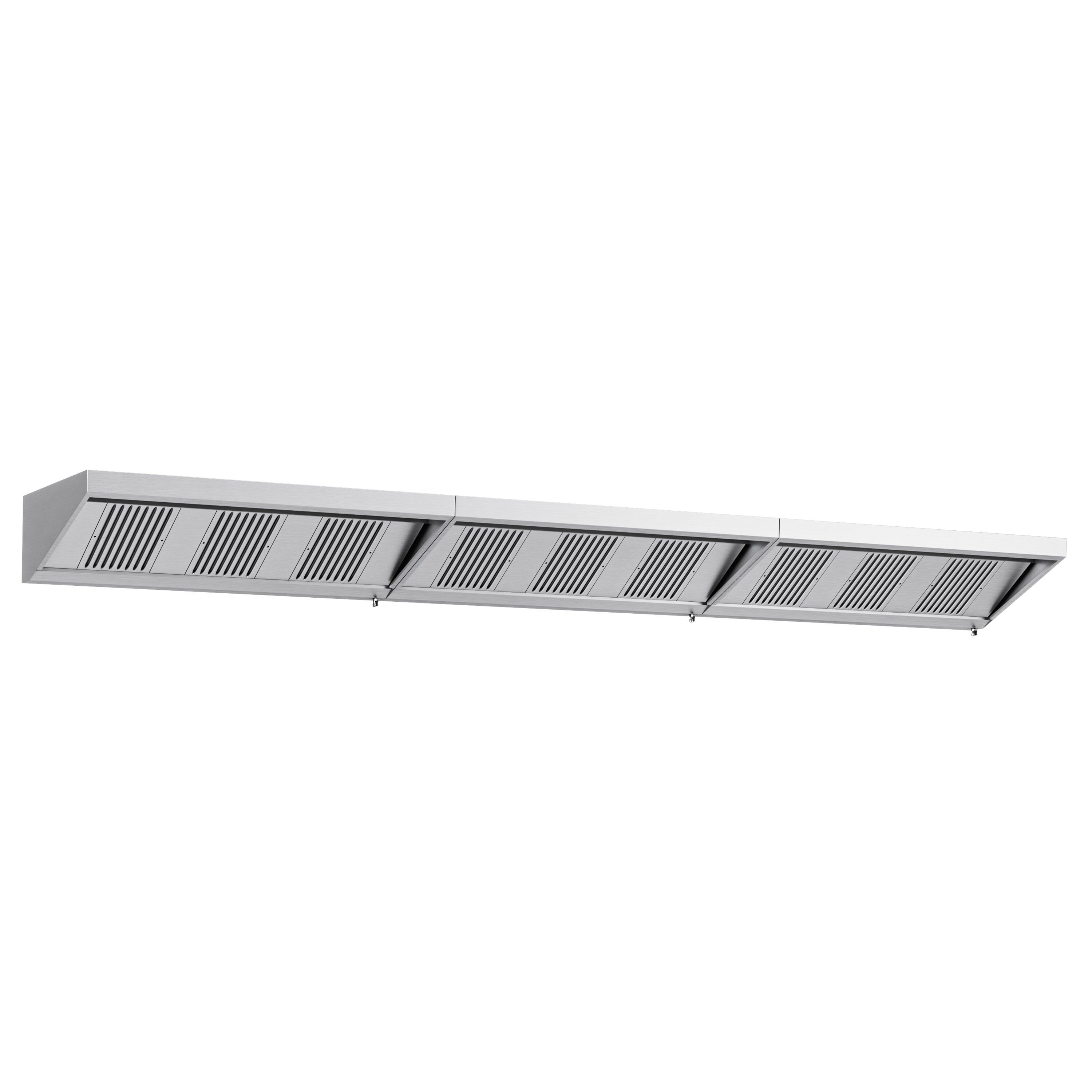 Commercial Wall-Mounted Extraction Canopy - 6000mm - with Grease Filters & LED Lighting