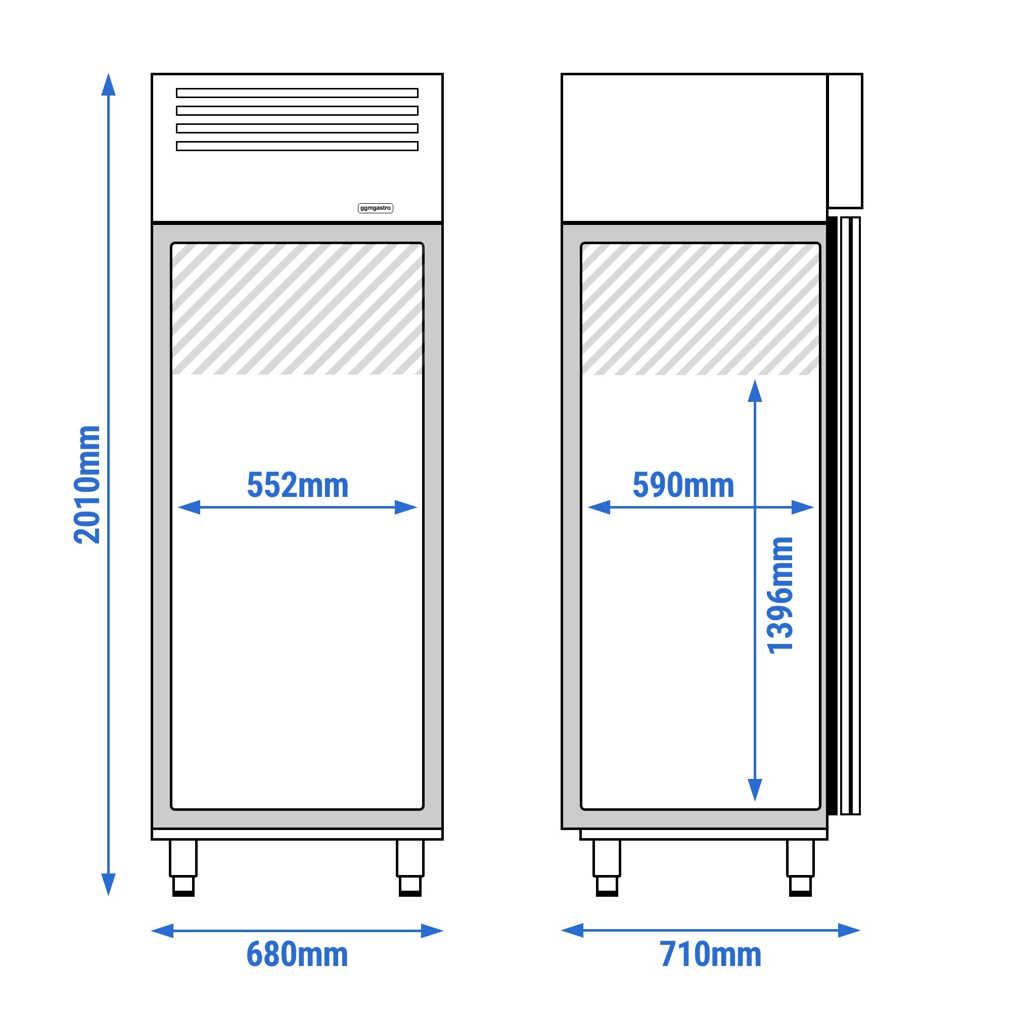 Armoire réfrigérée négative en acier inoxydable ECO – 600 litres – avec 1 porte – porte intérieure en plastique