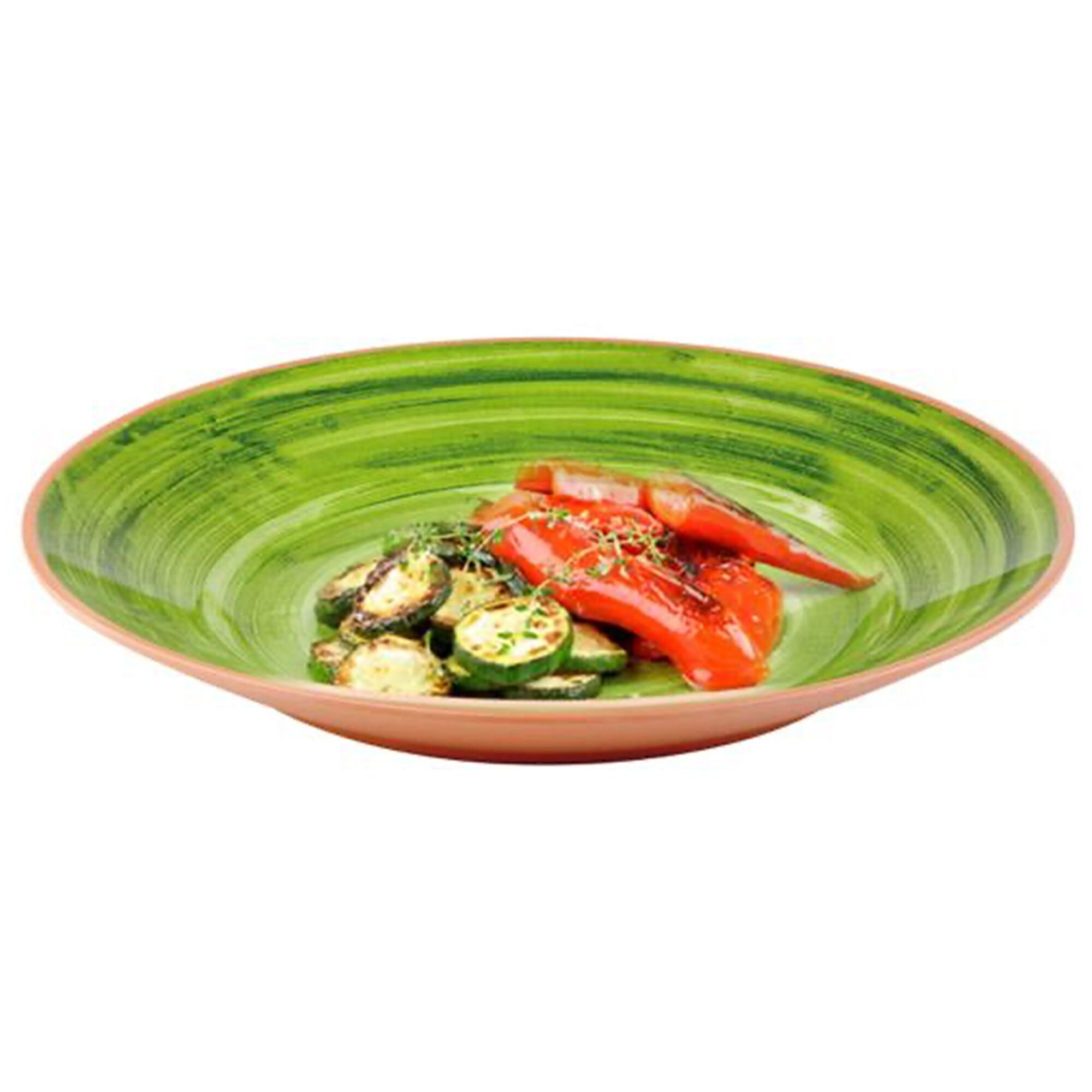 (6 pcs) Plateau de présentation - LA VIDA - Mélamine - Ø405mm - Hauteur:55mm - Vert - empilable, compatible lave-vaisselle