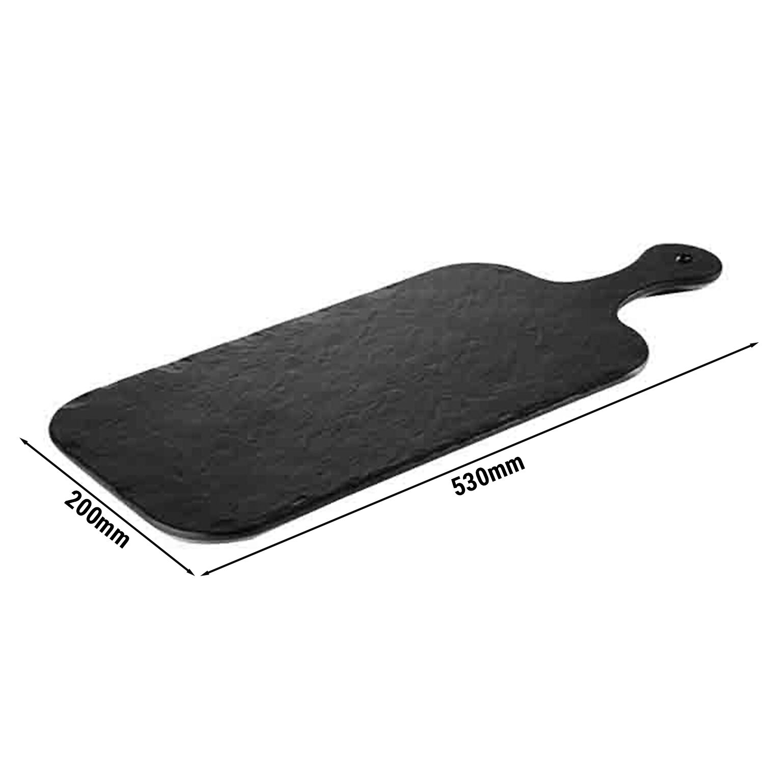 (6 pcs) Plateau de présentation - SLATE ROCK - Mélamine - 530x200mm - Hauteur:15mm - Noir - empilable, compatible lave-vaisselle