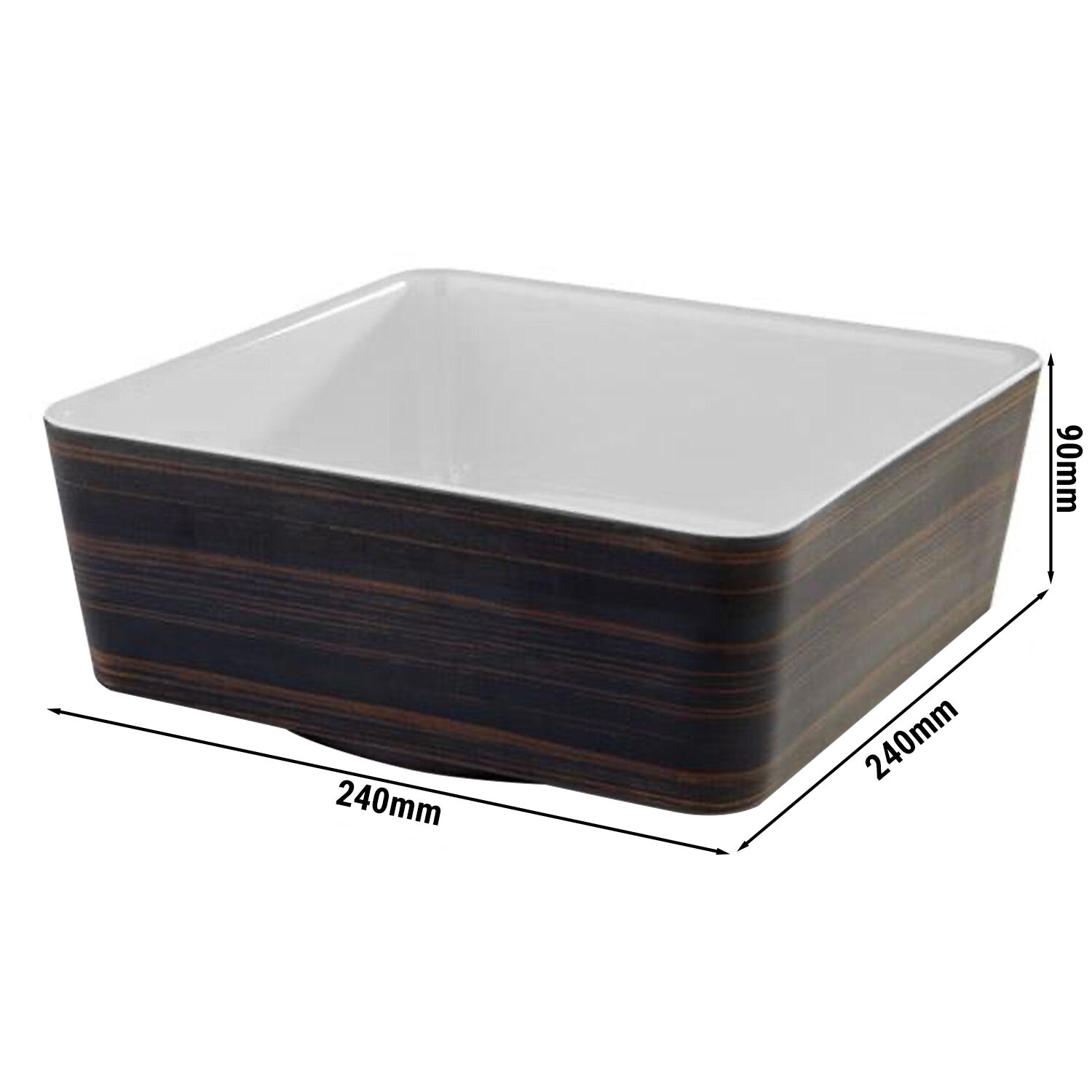 (6 pcs) Coupe - UNIVERSAL - Mélamine - 3,5L - carré - lot de 6 - 240x240mm - Profondeur : 90mm - Brun effet chêne