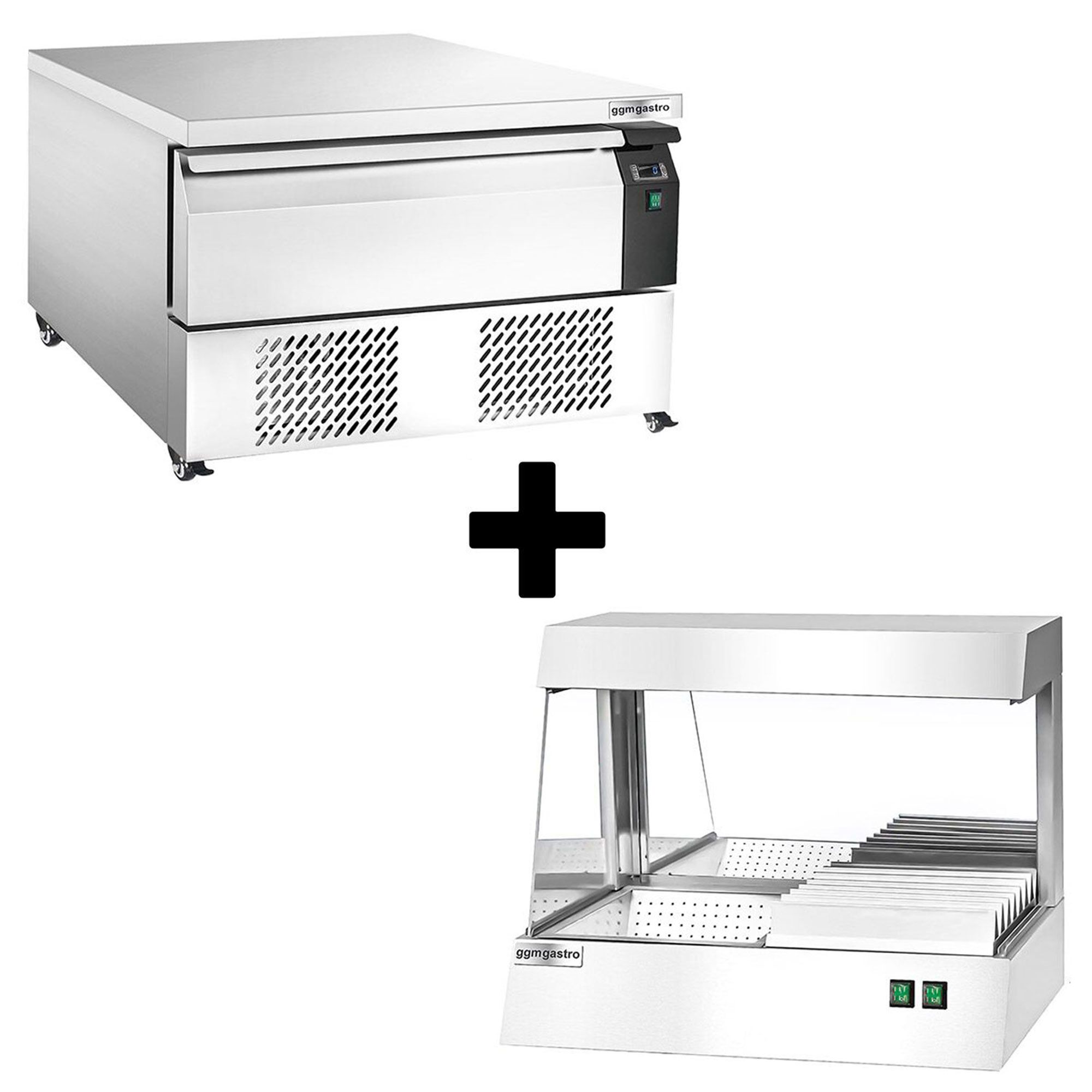 Combinaison soubassement congélateur/réfrigéré - 1230 mm - 1 tiroir - avec chauffe-frites inclus