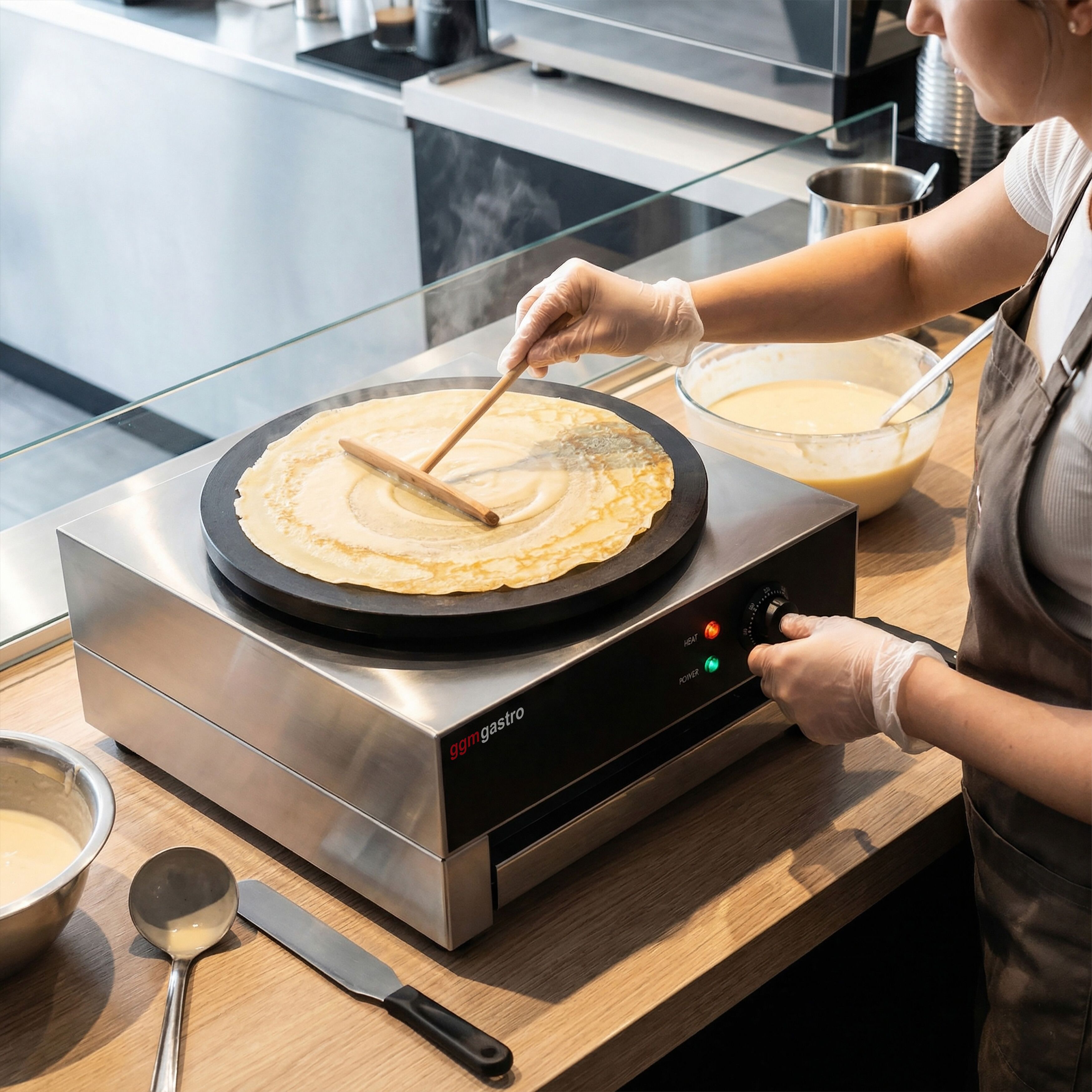 Crêpière professionnelle - Thermostat réglable - Ronde - Ø 400mm