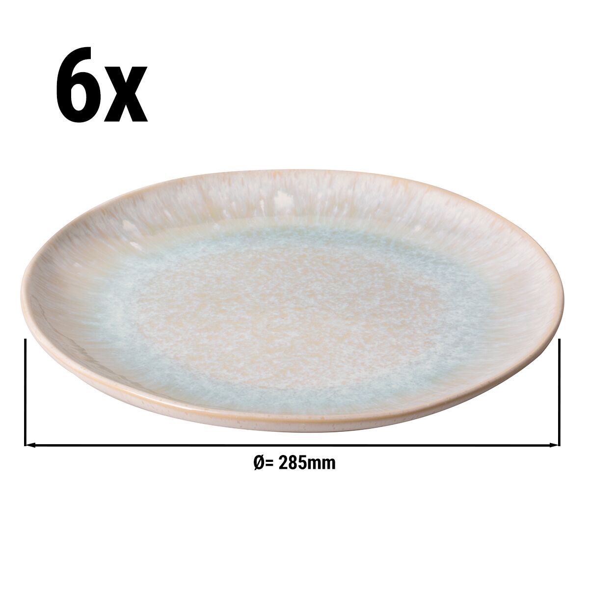 (6 pièces) LIGHT BLUE SEA - Assiette plate - Ø 28,5 cm - Bleu