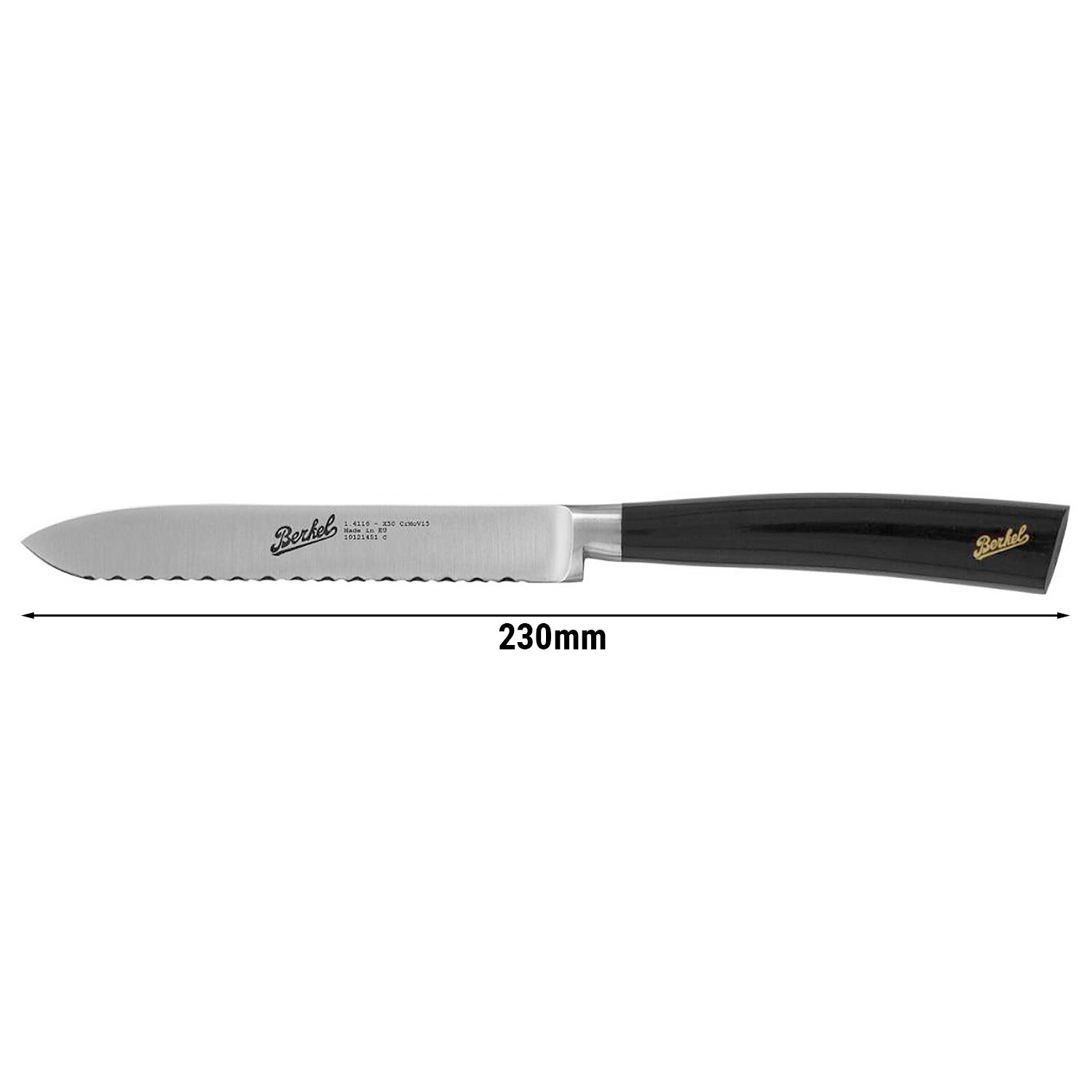 BERKEL | Elegance Utility Knife – 12 cm - Gloss Black Resin Handle