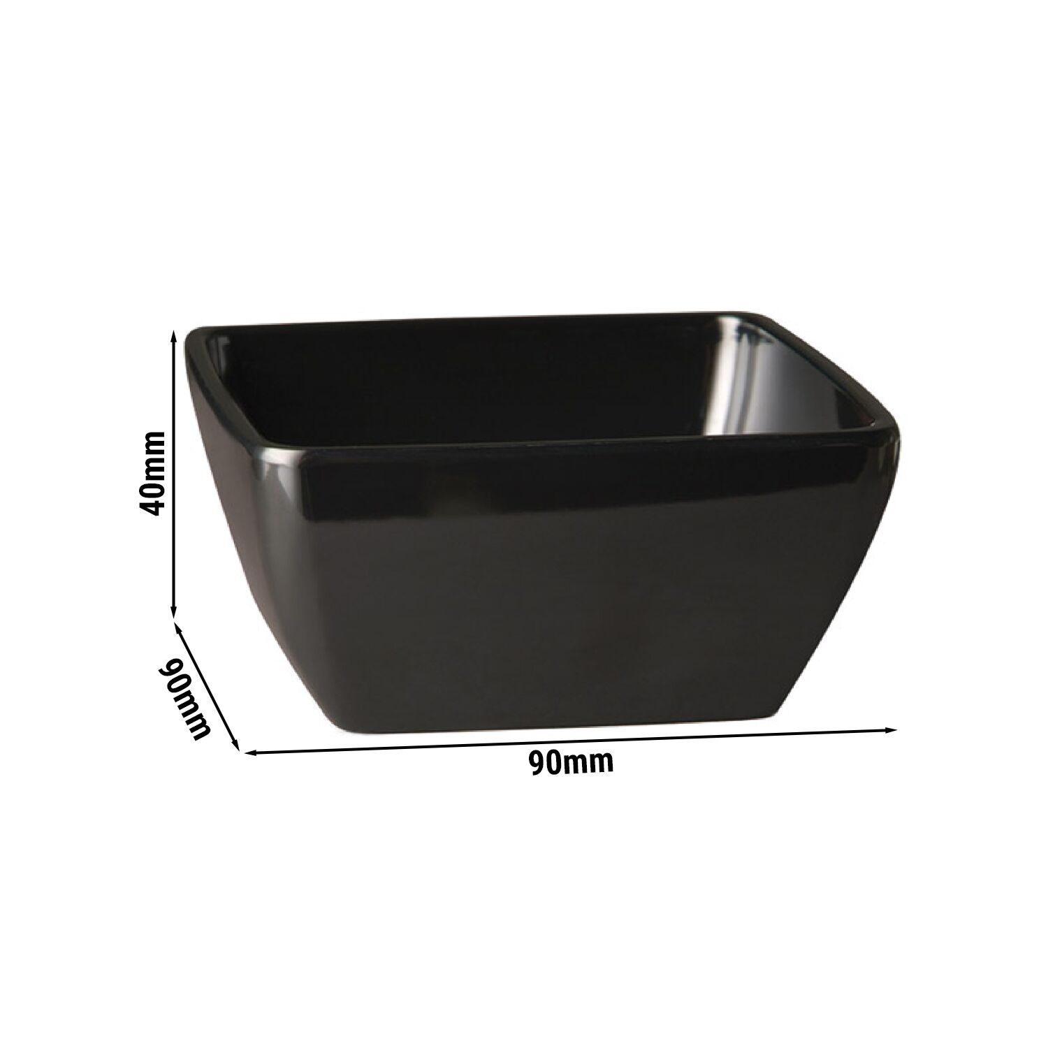 (6 pcs) Coupe - PURE COLOR - Mélamine - 140ml - carré - 90x90mm - Profondeur : 40mm - Noir - lot de 6