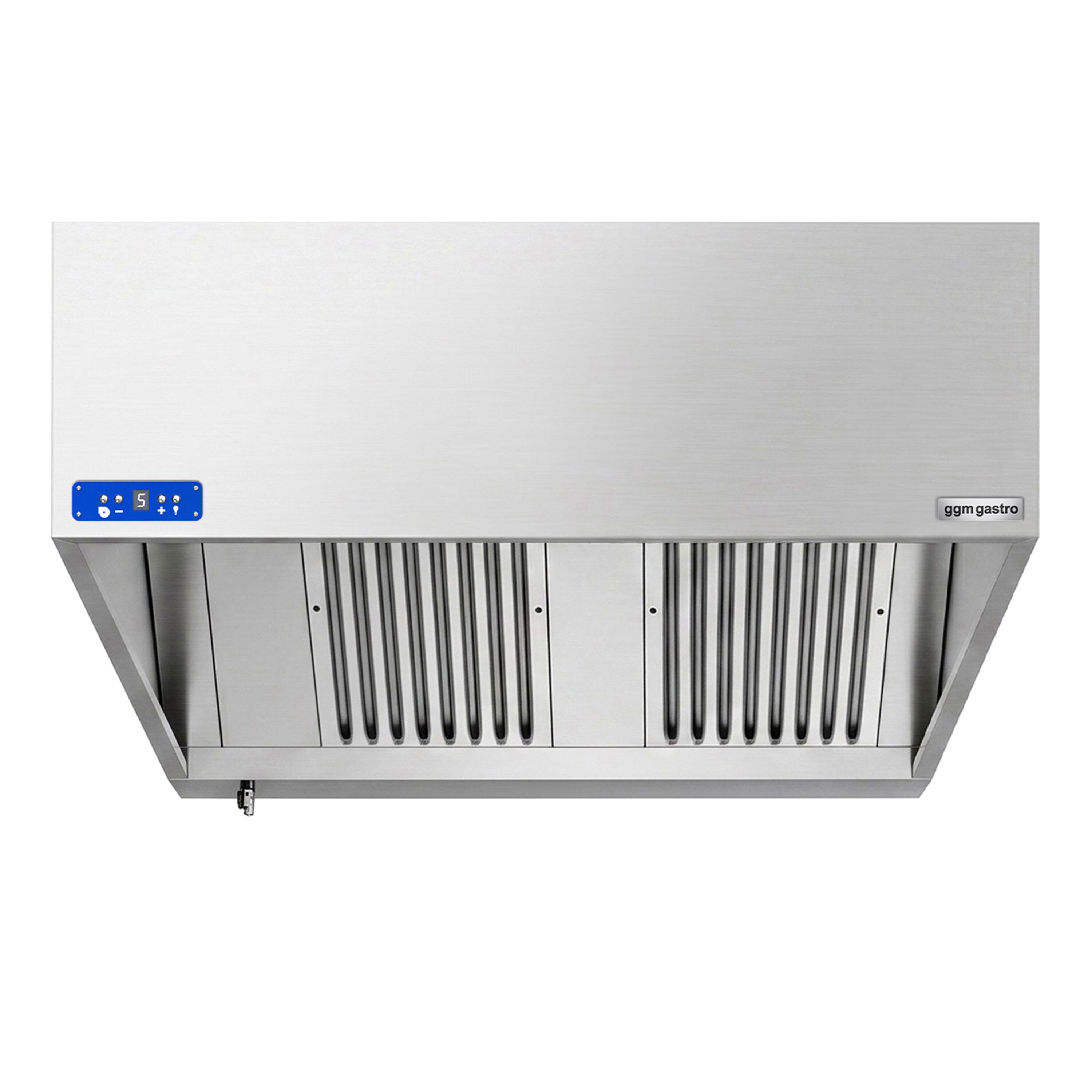 Commercial Wall-Mounted Extractor Hood with Motor - 1200mm - with Speed Controller, Baffle Filters & Lighting