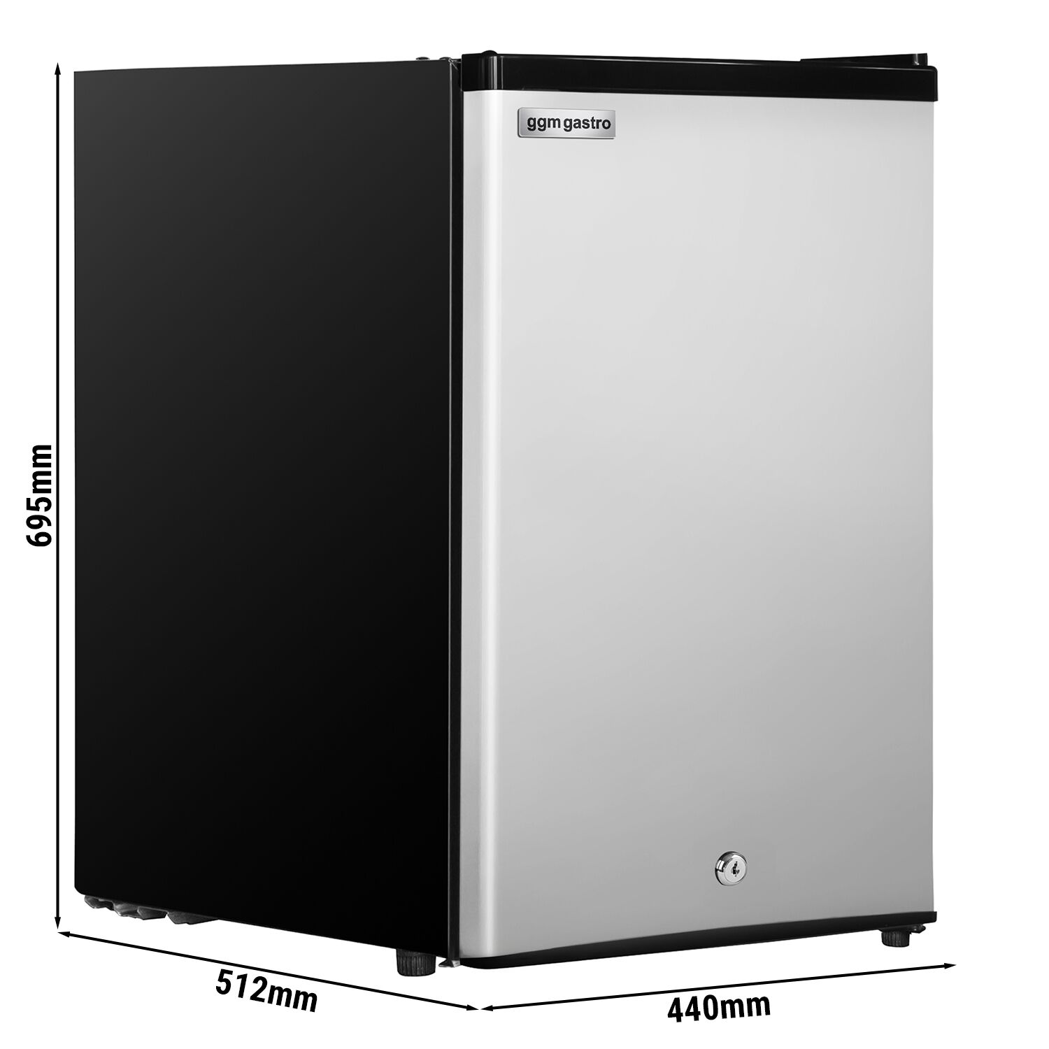 Mini congélateur - 440mm - 60L - avec 1 porte & serrure - Noir - porte réversible