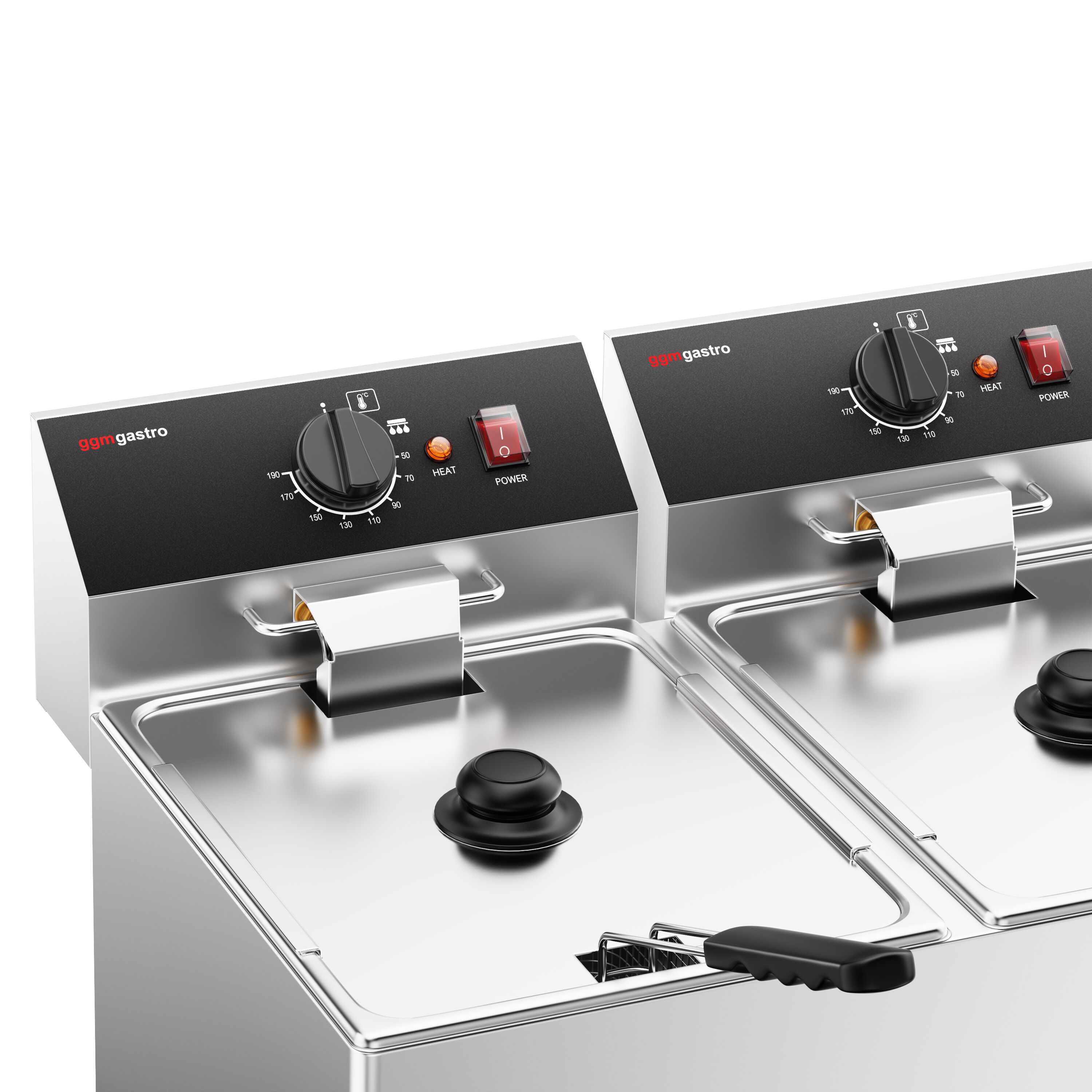 Friteuse électrique double – 12+12 litres – 6,5 kW – avec robinet de vidange