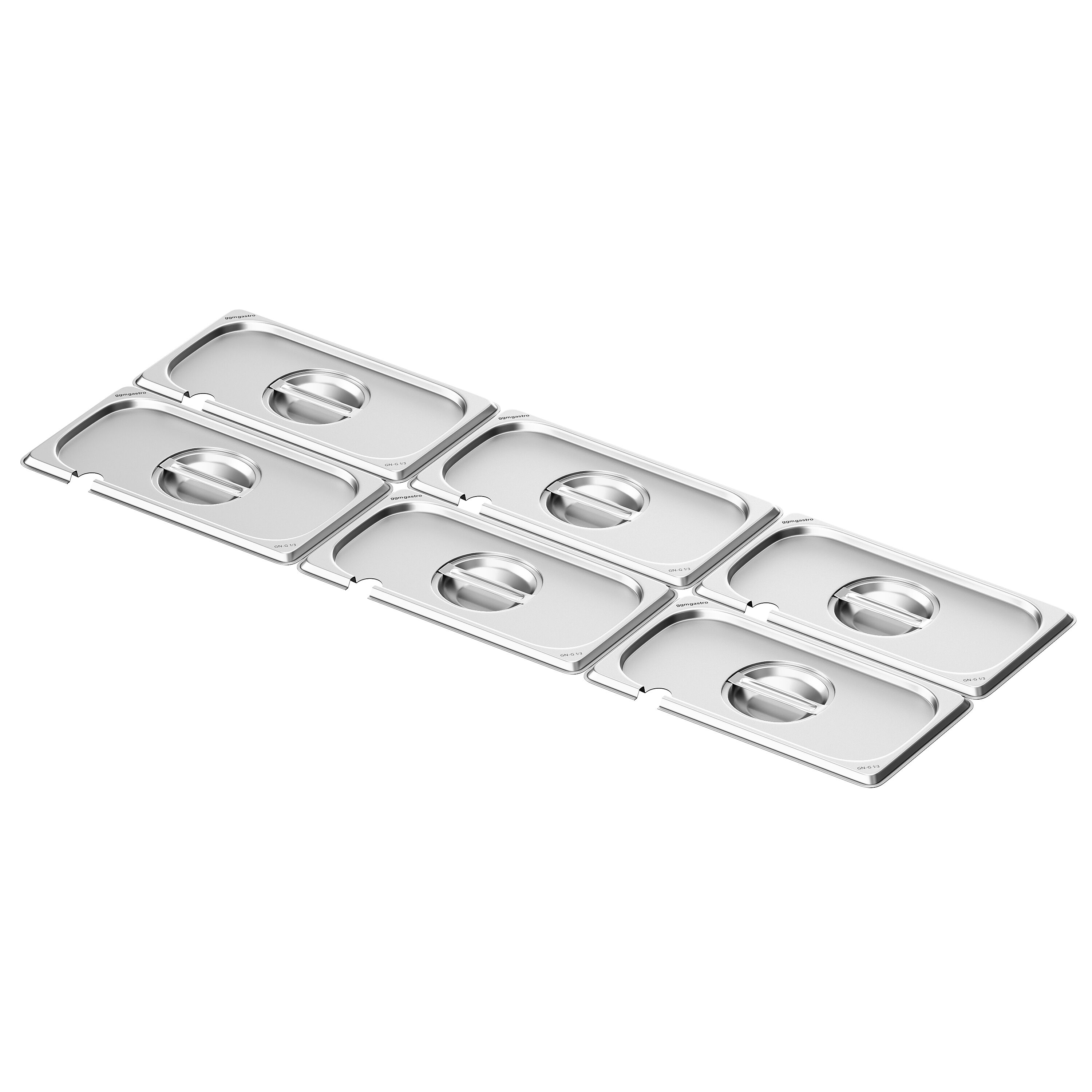(6 pcs) Couvercle inox GN 1/3 - avec encoche louche - 325x176mm - Hauteur: 29mm