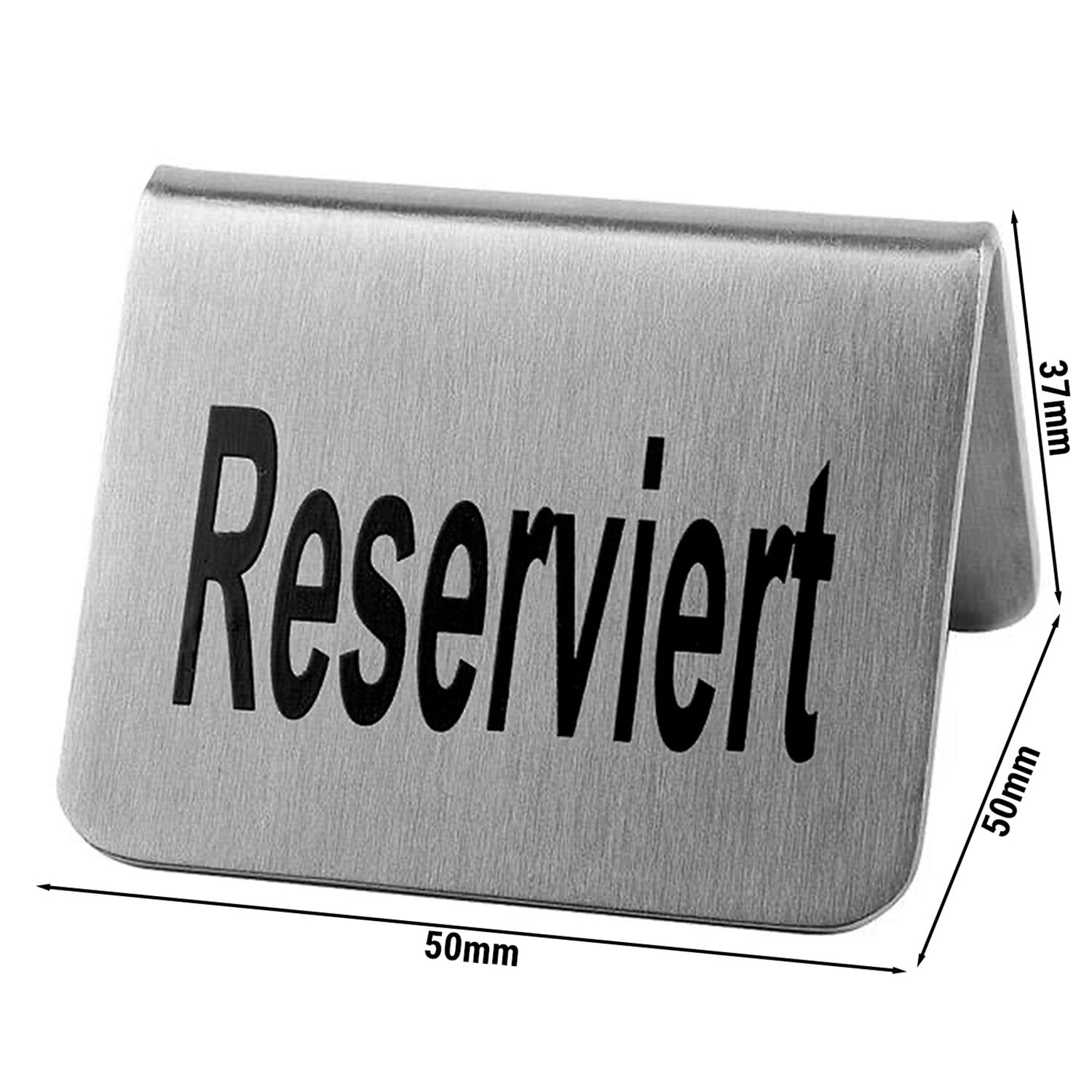 (6 pièces) Présentoir de Table - Lot de 2 - "Reserviert" - Inox - 50x50 mm
