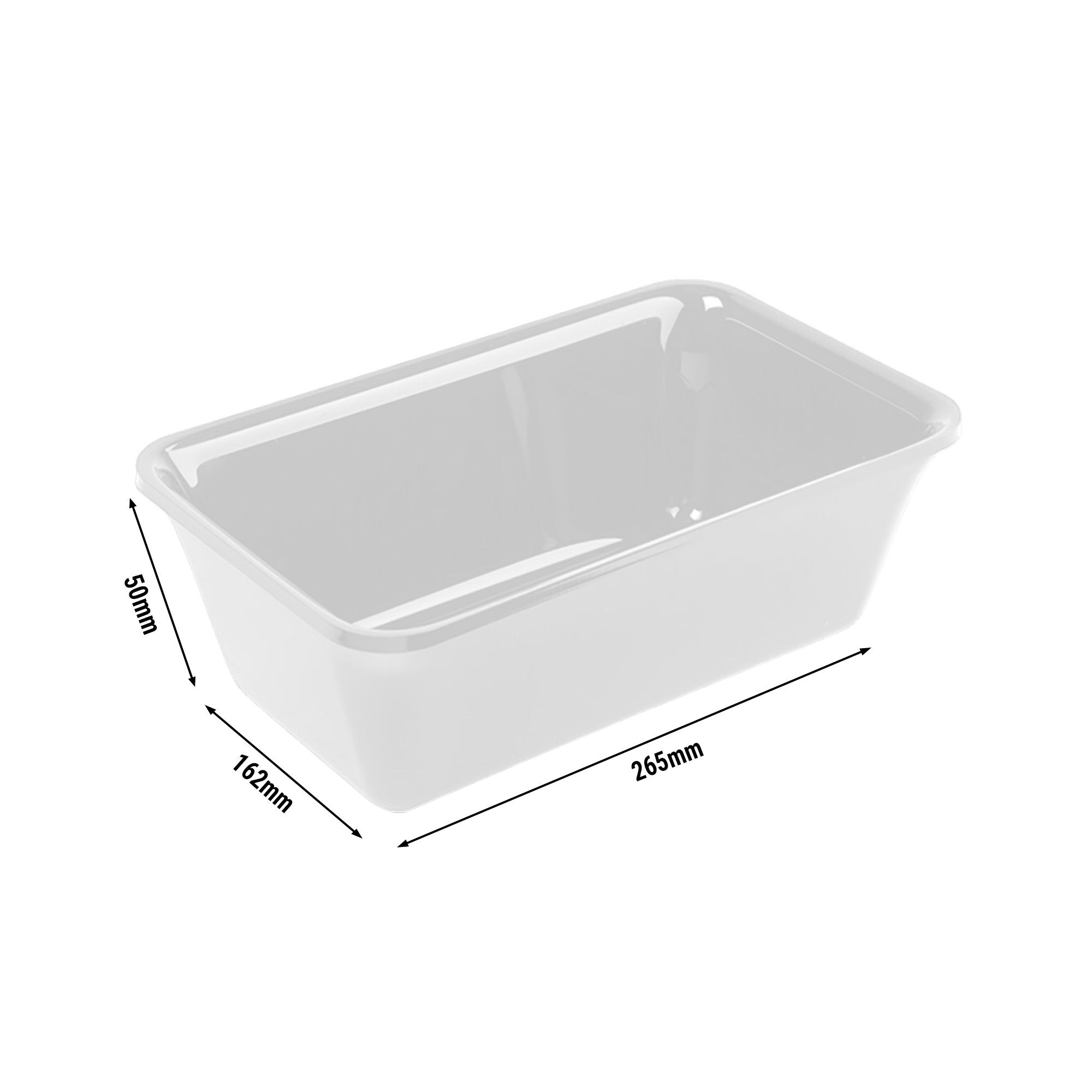 Plateau de présentation - Polycarbonate - GN 1/4 - 265x162x50mm - Blanc - rectangulaire