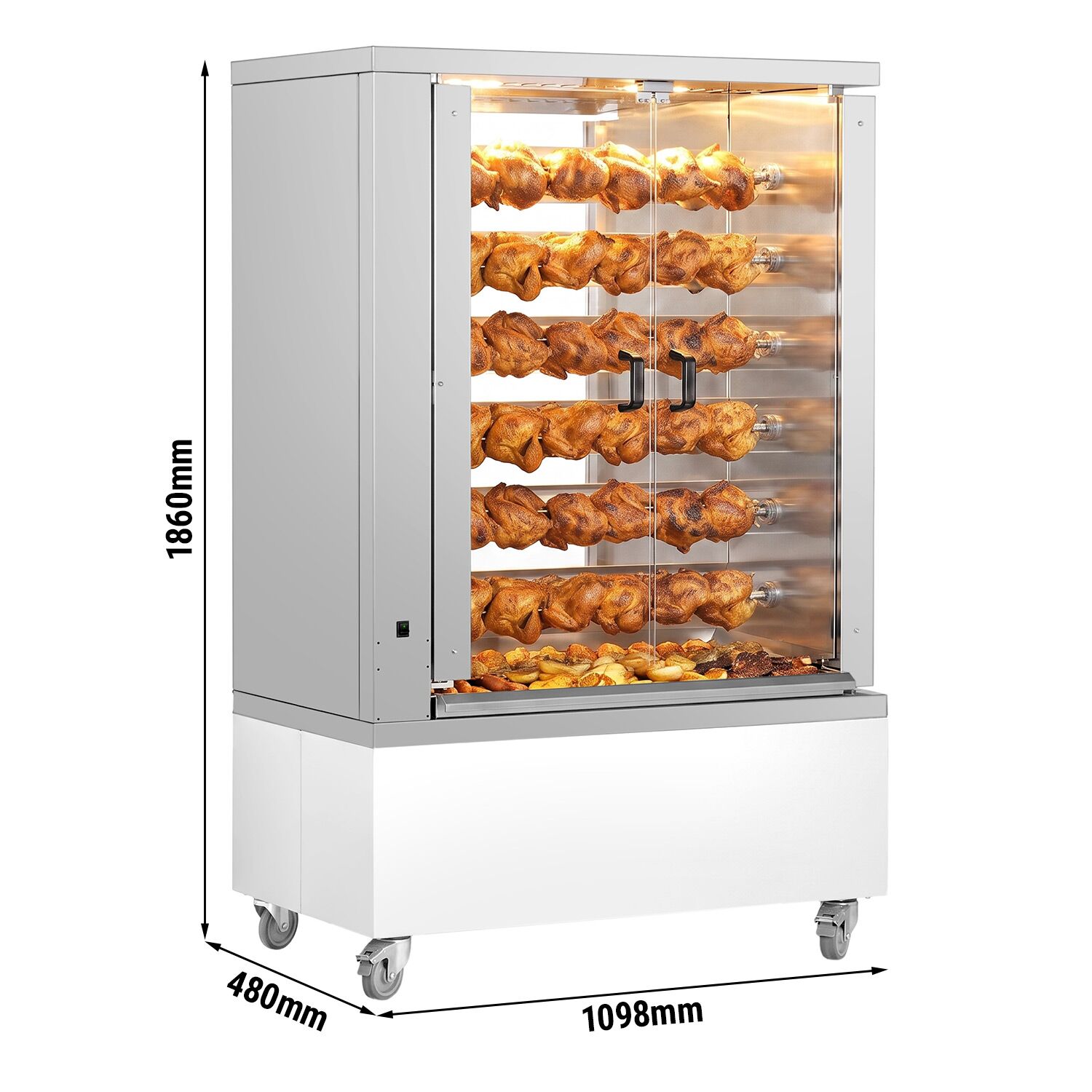 Gas kippengrill - 34,8kW - 6 spitten voor 36 kippen - crème