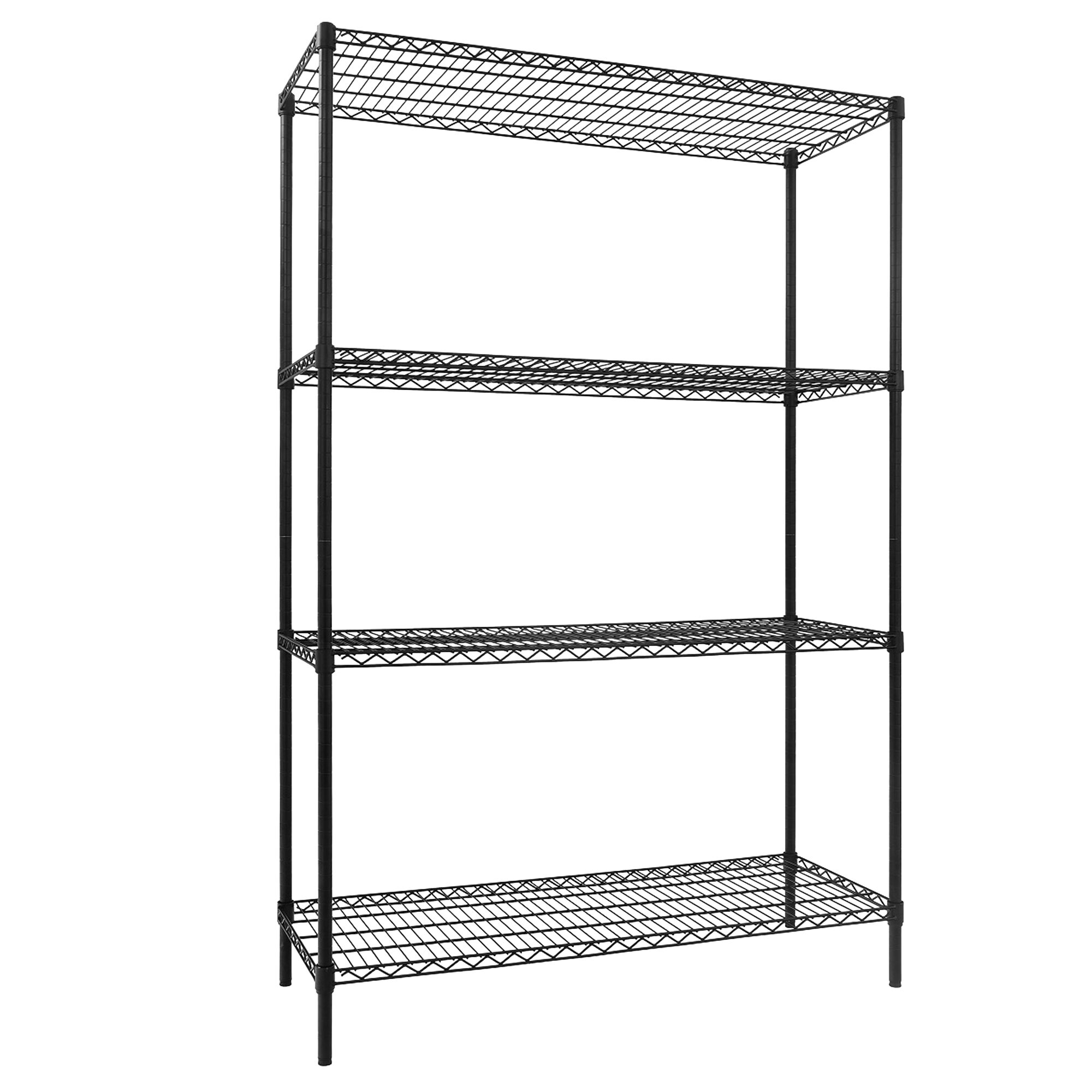 Étagère en acier - 1200 x 450 mm - 4 étagères - Noir