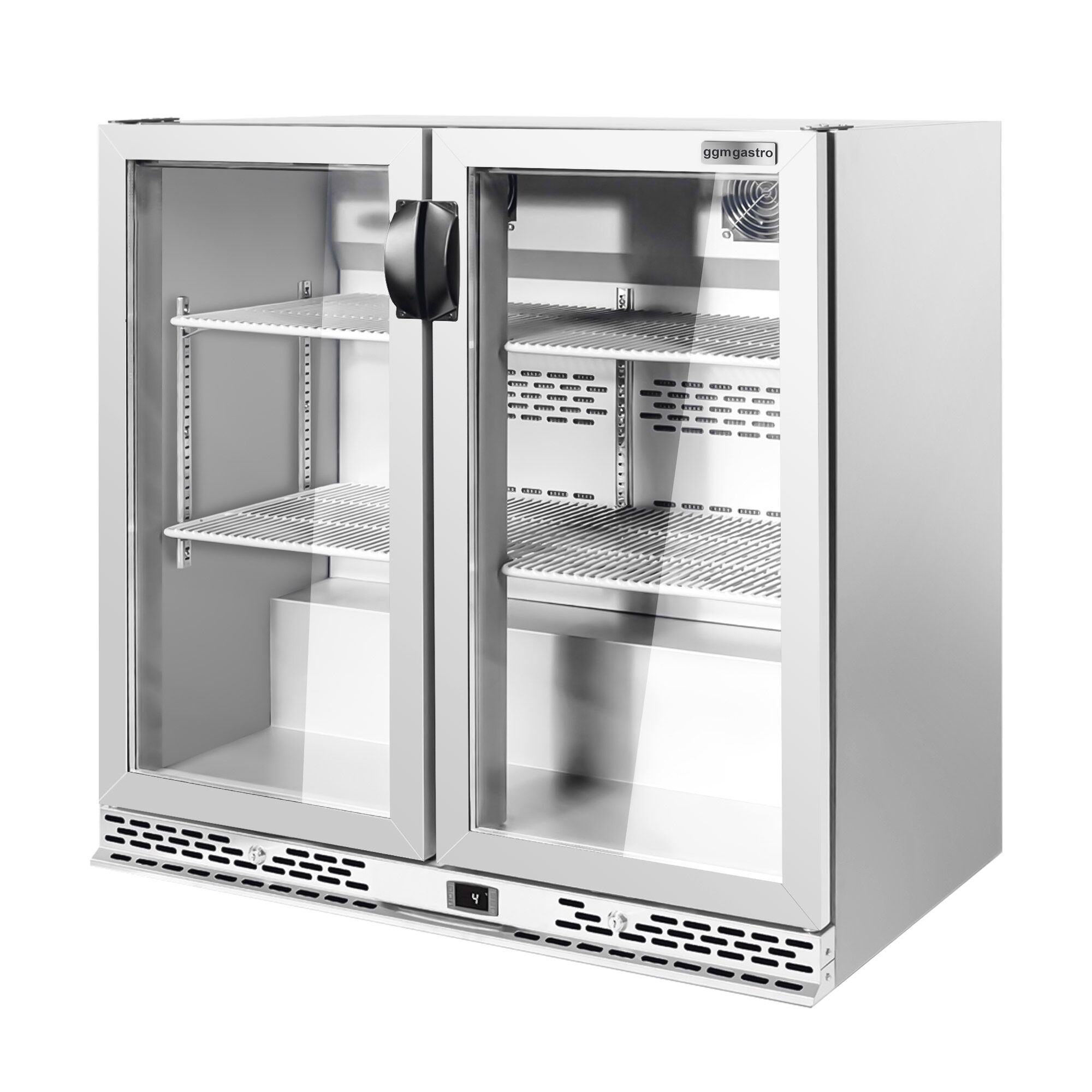 Commercial Back Bar Cooler PREMIUM PLUS - 900mm - 220L - with 2 glass hinged doors - Black