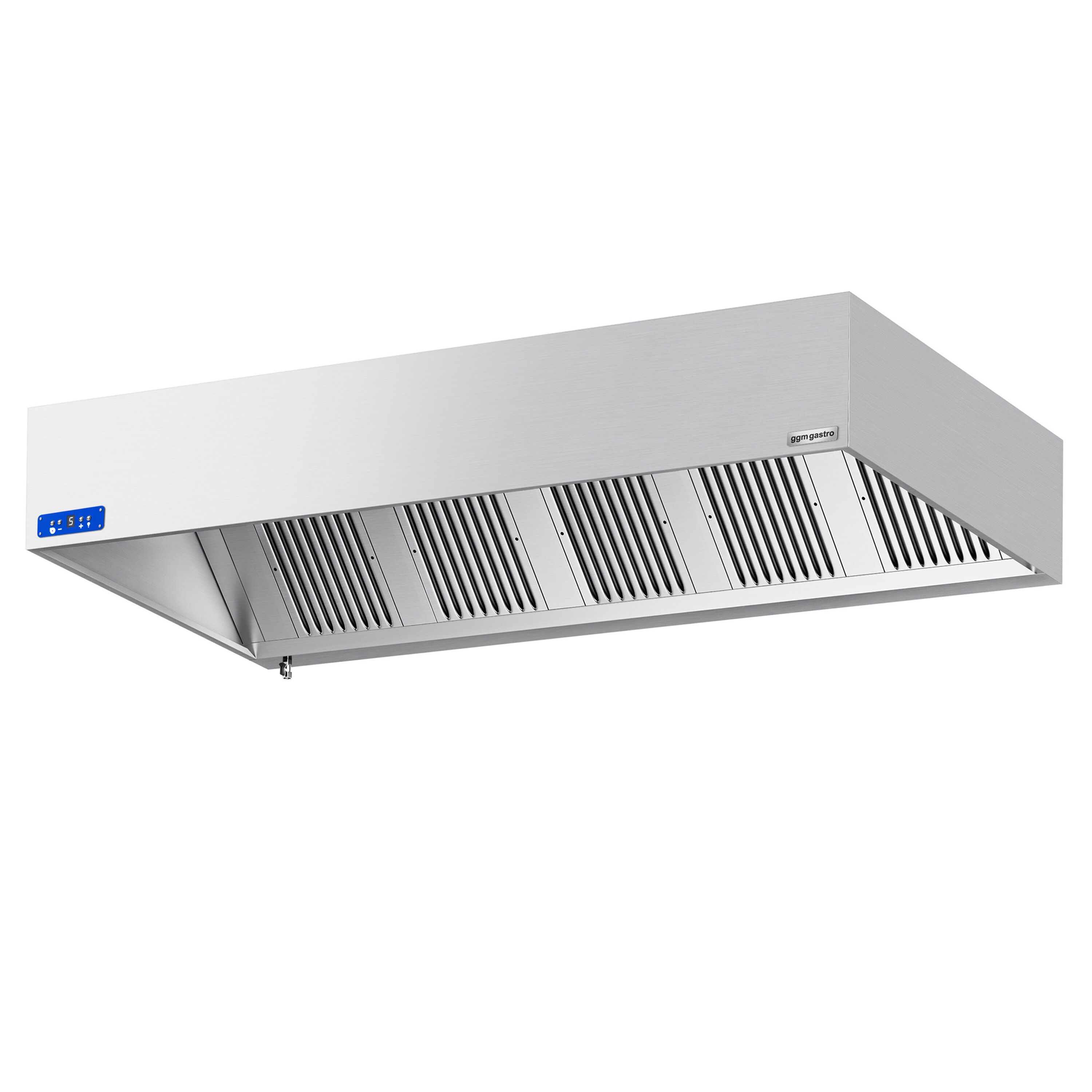 Commercial Wall-Mounted Extractor Hood with Motor - 2600mm - with Speed Controller, Baffle Filters & Lighting