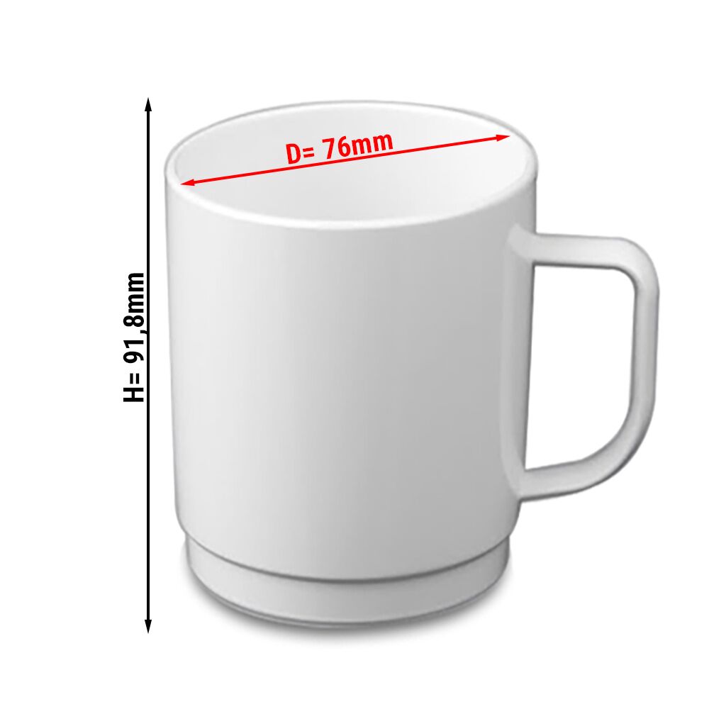 (50 pièces) Tasse en Polycarbonate - Blanche - 250 ml - Incassable