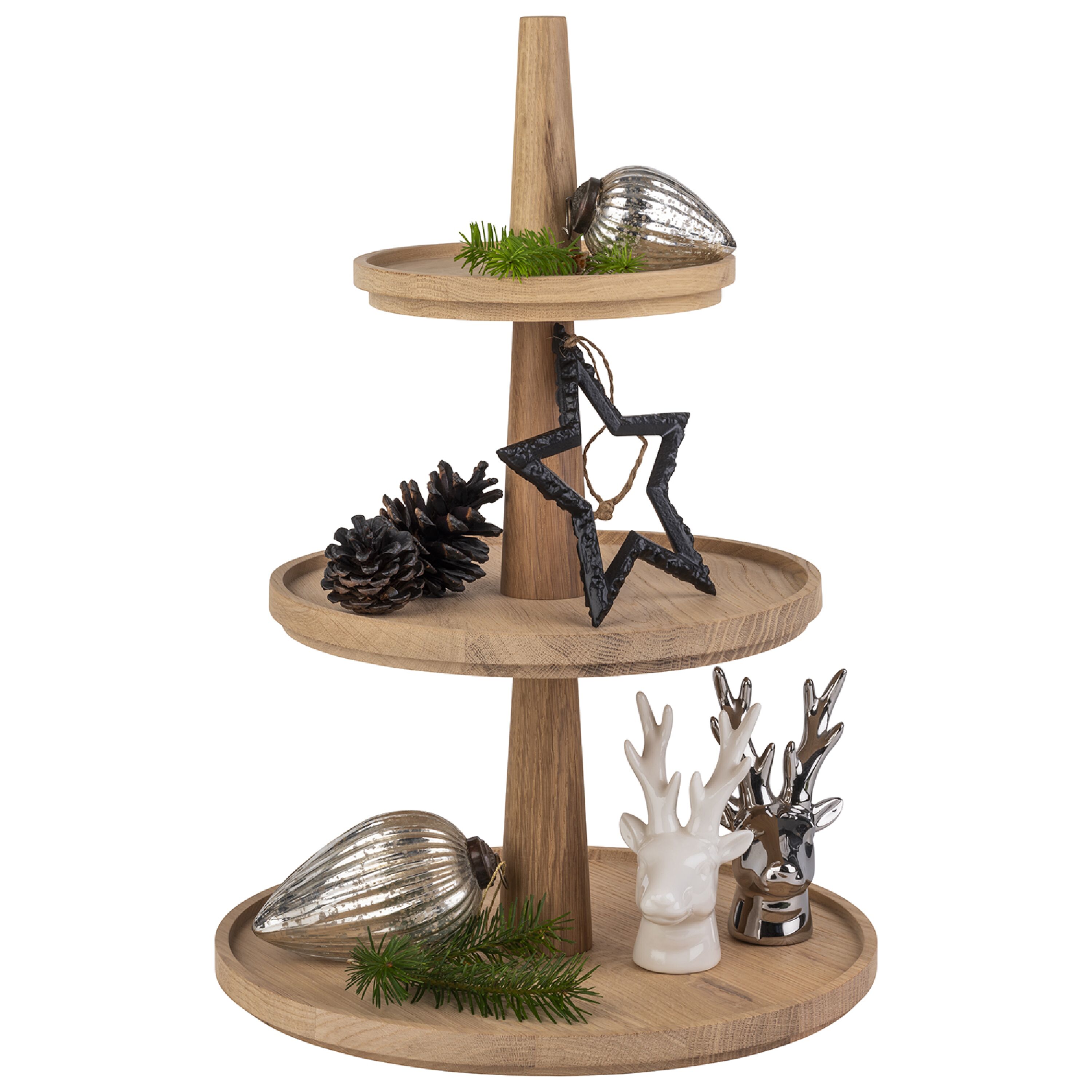 Présentoir buffet - VALO - Bois de chêne - Brun - rond - Ø300mm - Hauteur:420mm