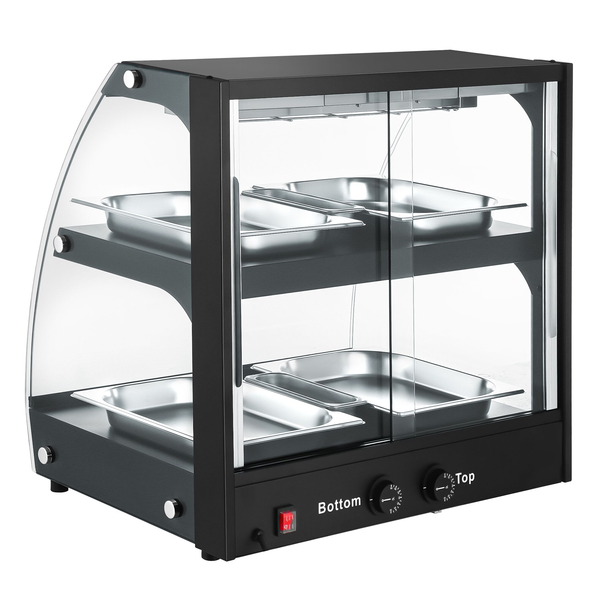 Warmhaltevitrine - 650mm - 560 Watt - mit 2 Ablagen - Schwarz