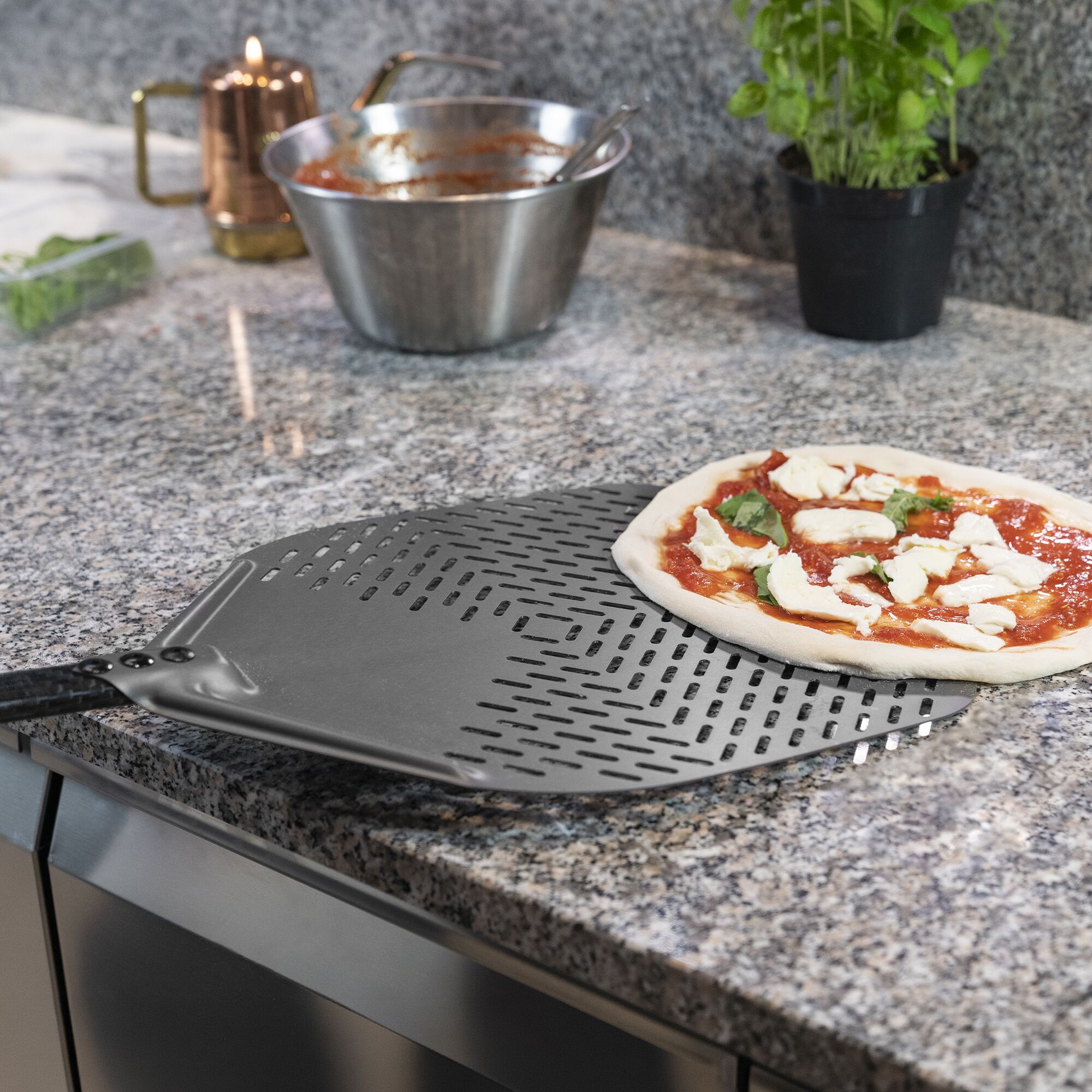 Pizzaspade – aluminium – skaft i kolfiber – 330 x 330 mm