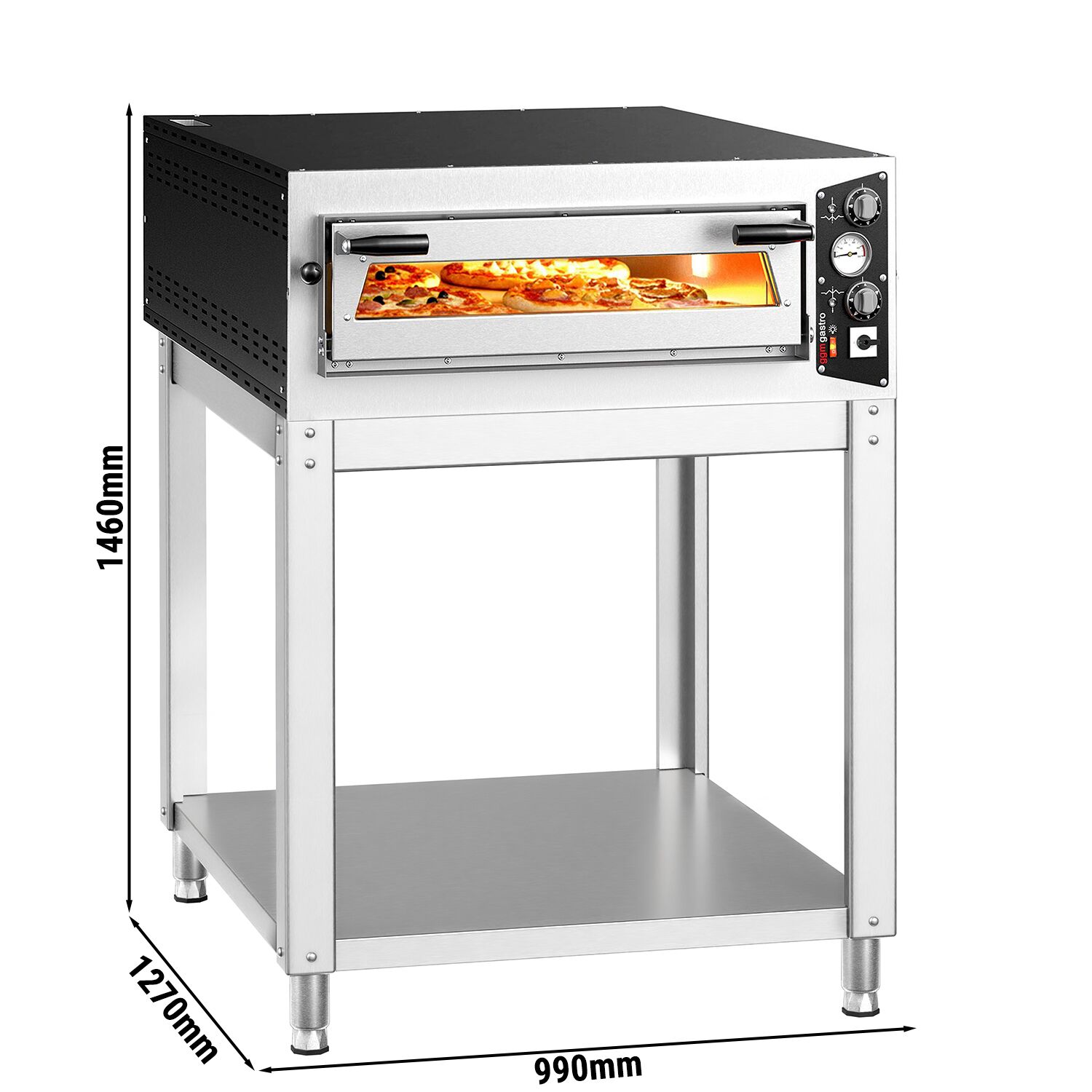 Four à pizza électrique – 6 x 35 cm (profondeur) – Manuel – incl. support inférieur