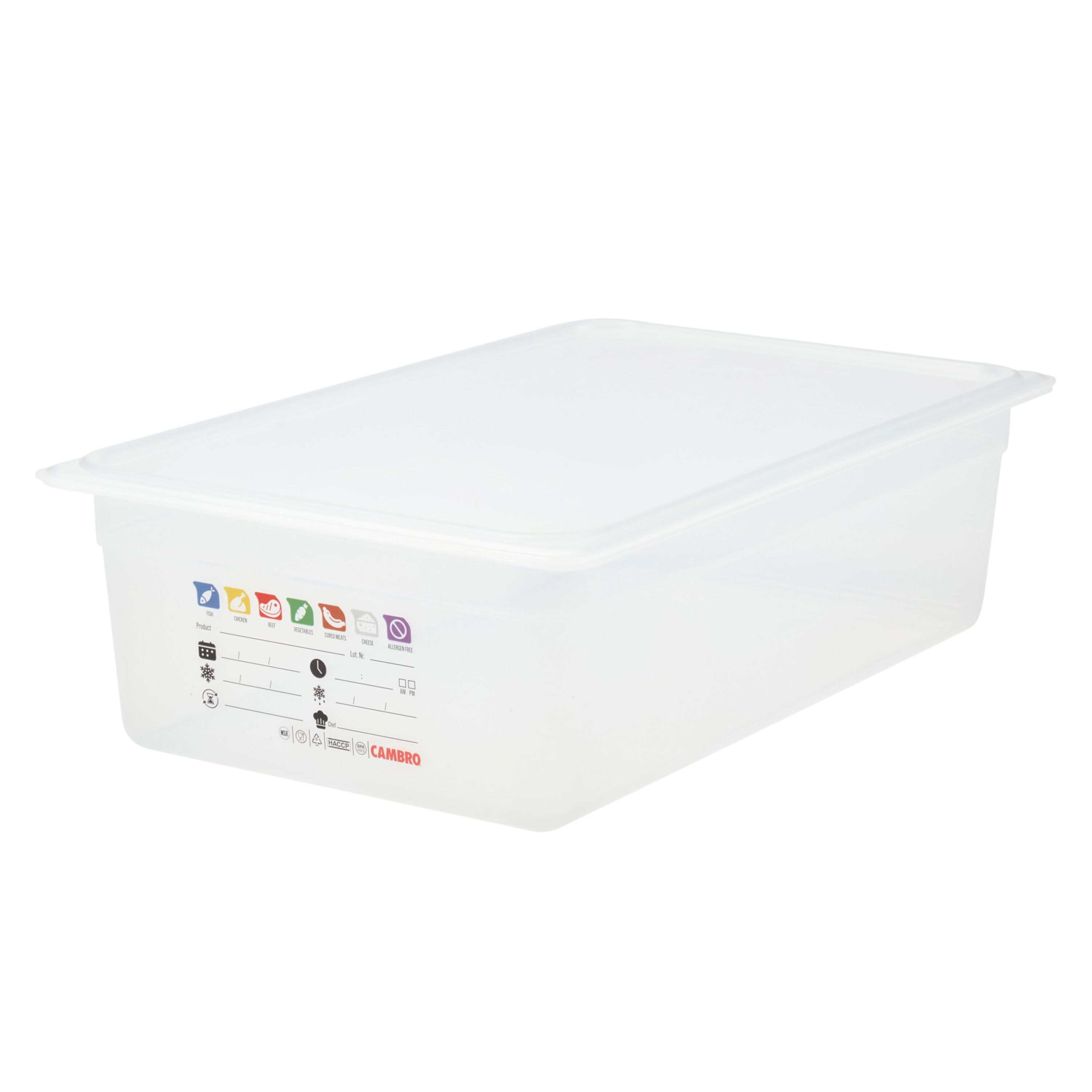 (6 pièces) CAMBRO | SafeTrak - Récipients en polypropylène GN 1/1 - laiteux - Hauteur : 150mm