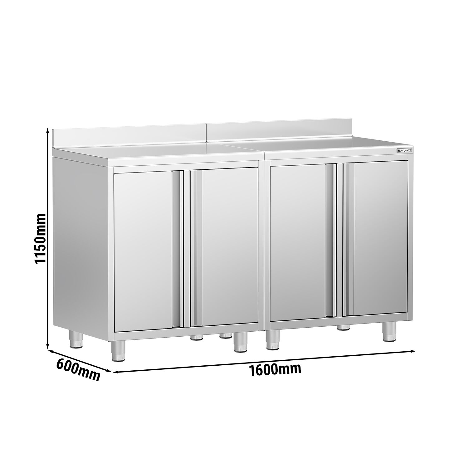 Armoire de travail PREMIUM pour machine à café filtre - 1600x600mm - avec dosseret - 4 portes battantes