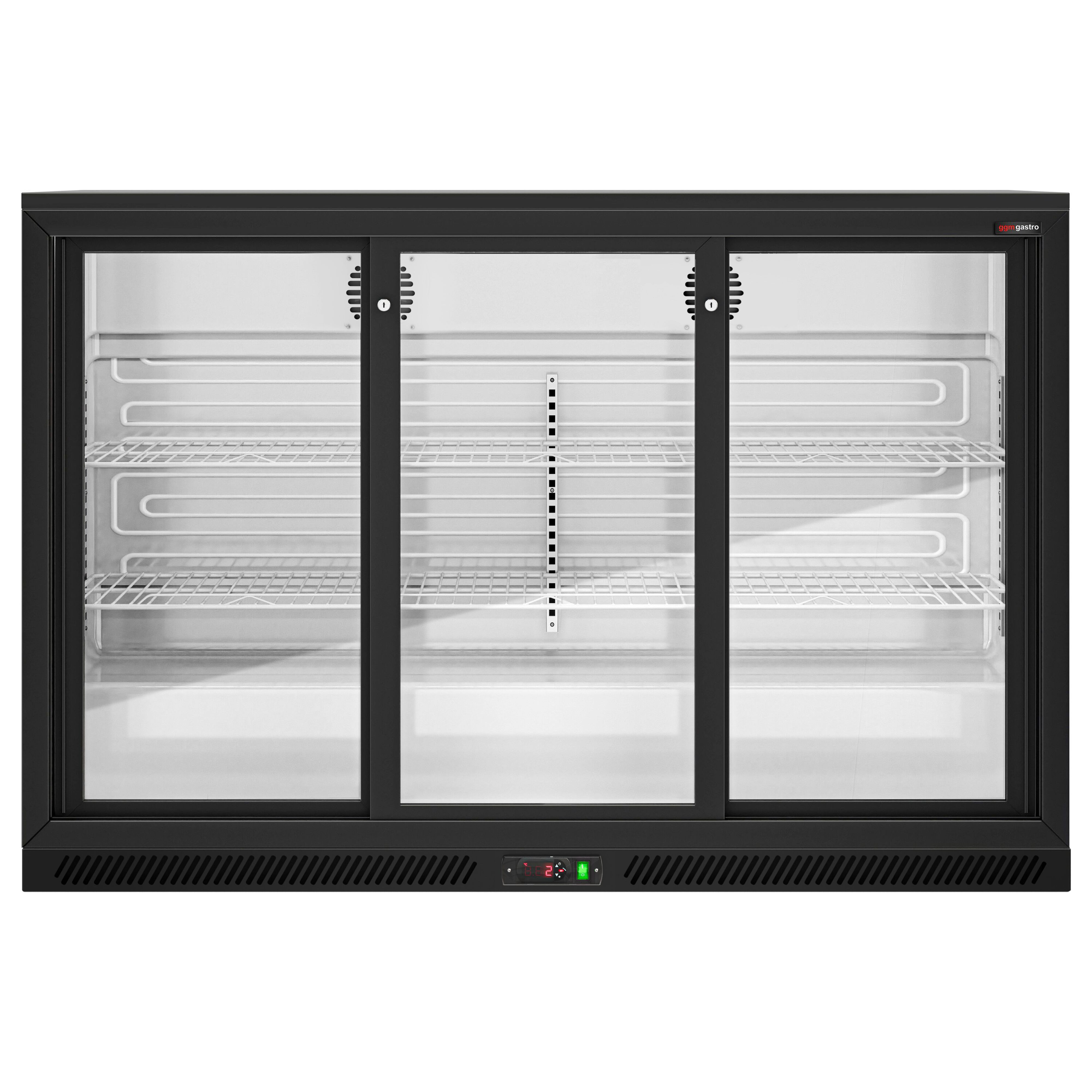 Réfrigérateur de bar – 1350 mm – 320 litres – avec 3 portes coulissantes en verre – Noir