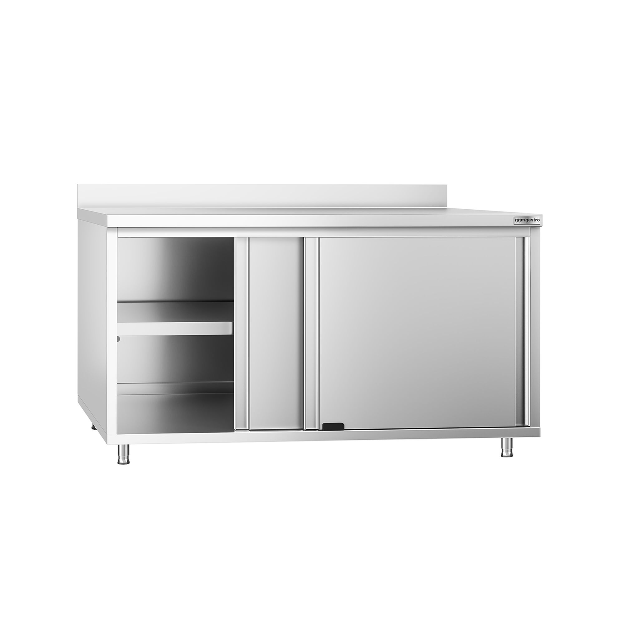 Table armoire en acier inoxydable PREMIUM - 1600x600mm - avec portes coulissantes - avec dosseret