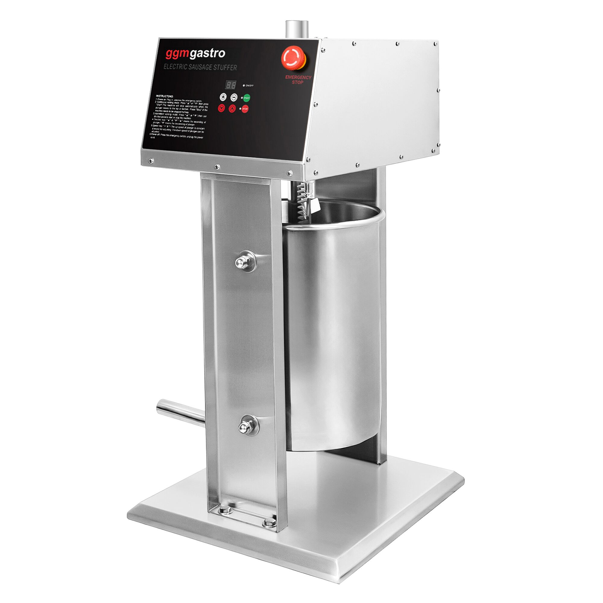 Poussoir à saucisses Électrique & Machine à churros - 25 Litres - 180 Watts - inox - incl. 4 Embouts à saucisses & 3 Embouts à churros