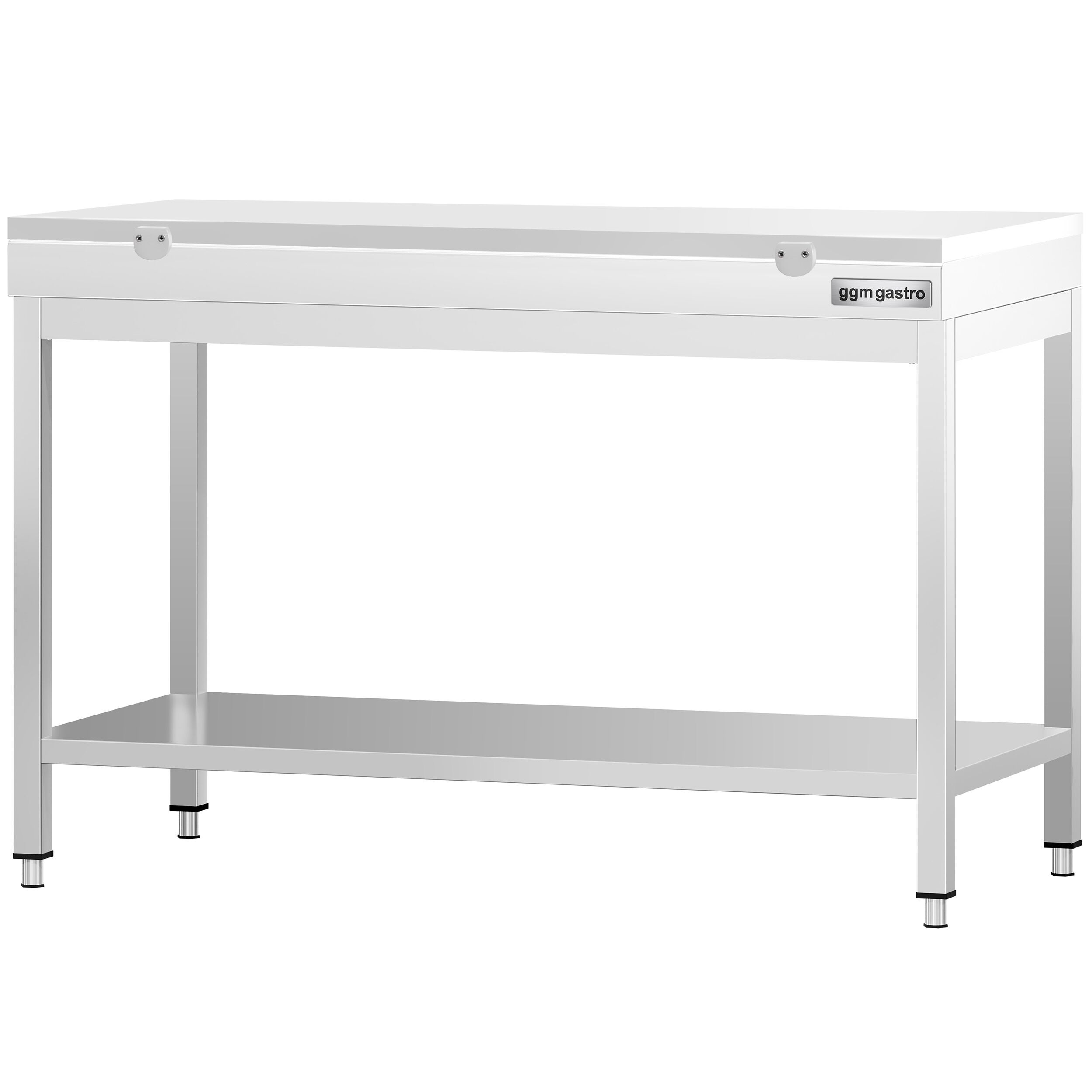 Table de travail inox PREMIUM - 1200 x 700 mm - avec tablette inférieure - incl. Planche à découper Blanche
