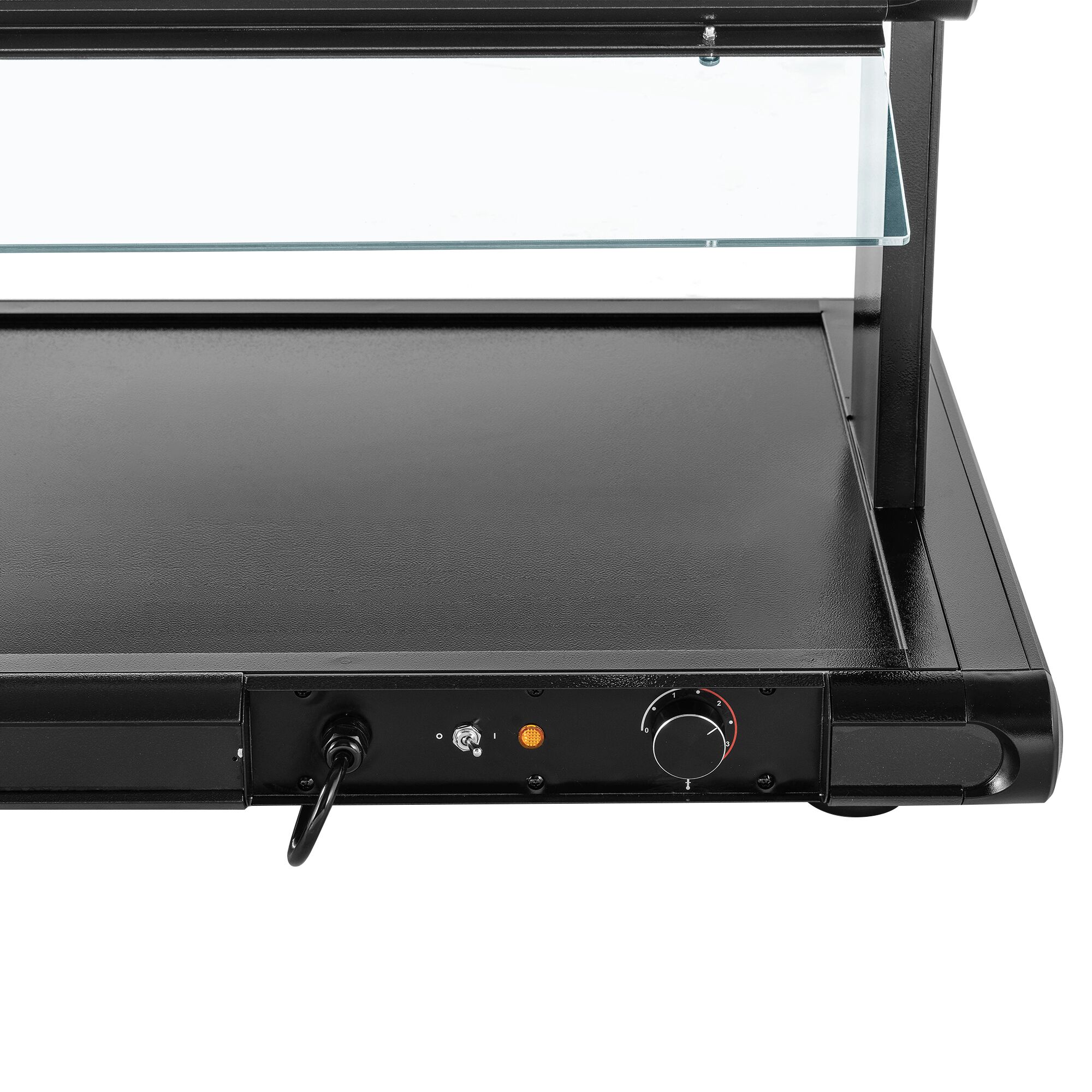 Plaque de maintien en température professionnelle avec surface en verre trempé - 919mm - 630W - avec pare-haleine en verre