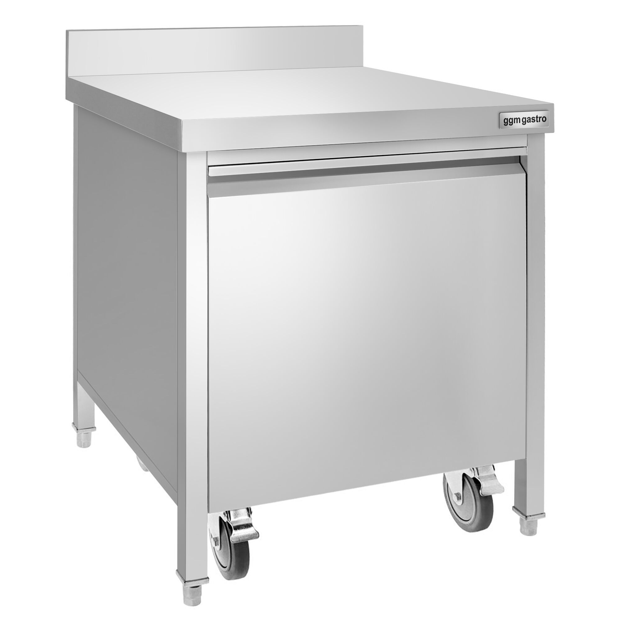 Poubelle - Carénée, à tiroir frontal - 50L - 700x970x700mm - avec roulettes, bac intérieur amovible, fermeture douce, support de sac - dosseret 100x15mm - Acier inoxydable