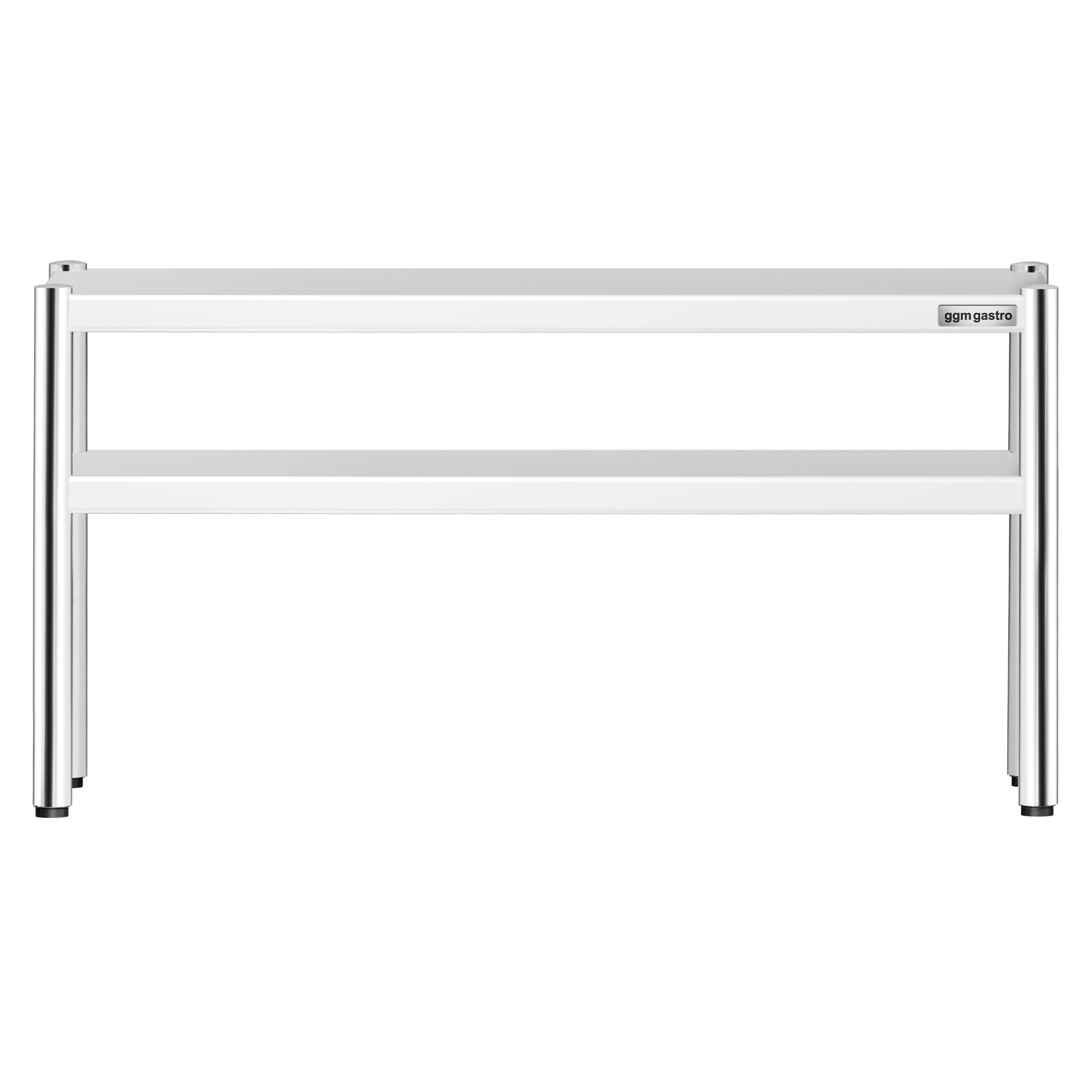 Étagère supérieure en inox – 2 niveaux – 1200 × 370 mm – hauteur réglable