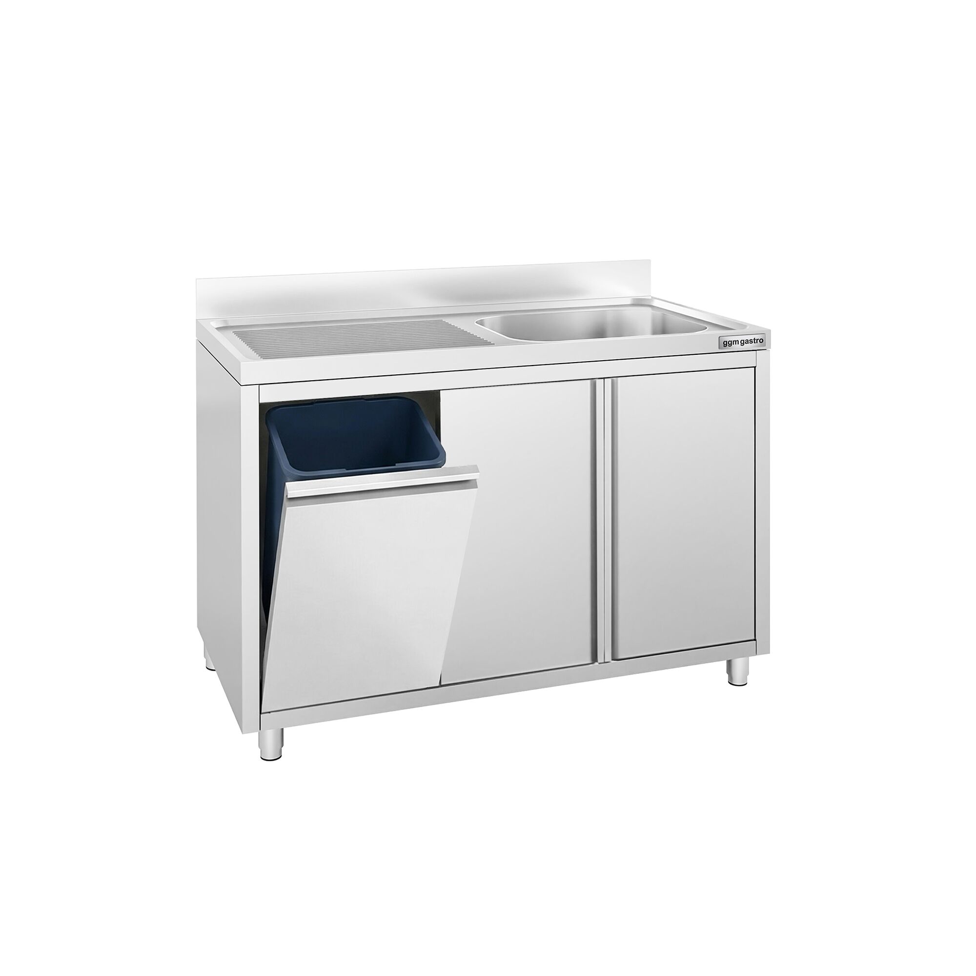 Meuble plonge ECO - 1200x700mm - avec poubelle intégrée et 1 bac à droite