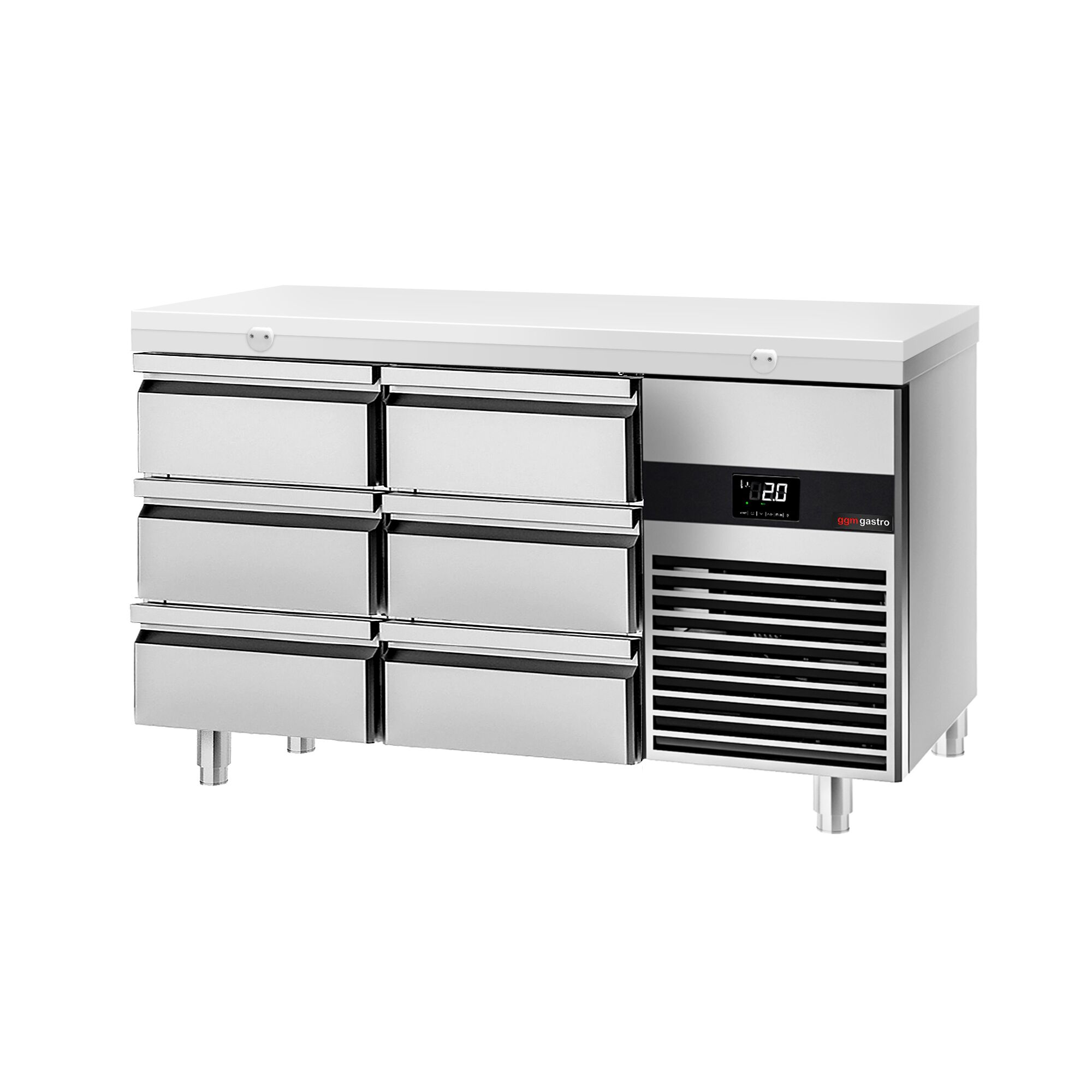 Table réfrigérée PREMIUM - 1400x700 mm - avec 6 tiroirs - incl. planche à découper blanche