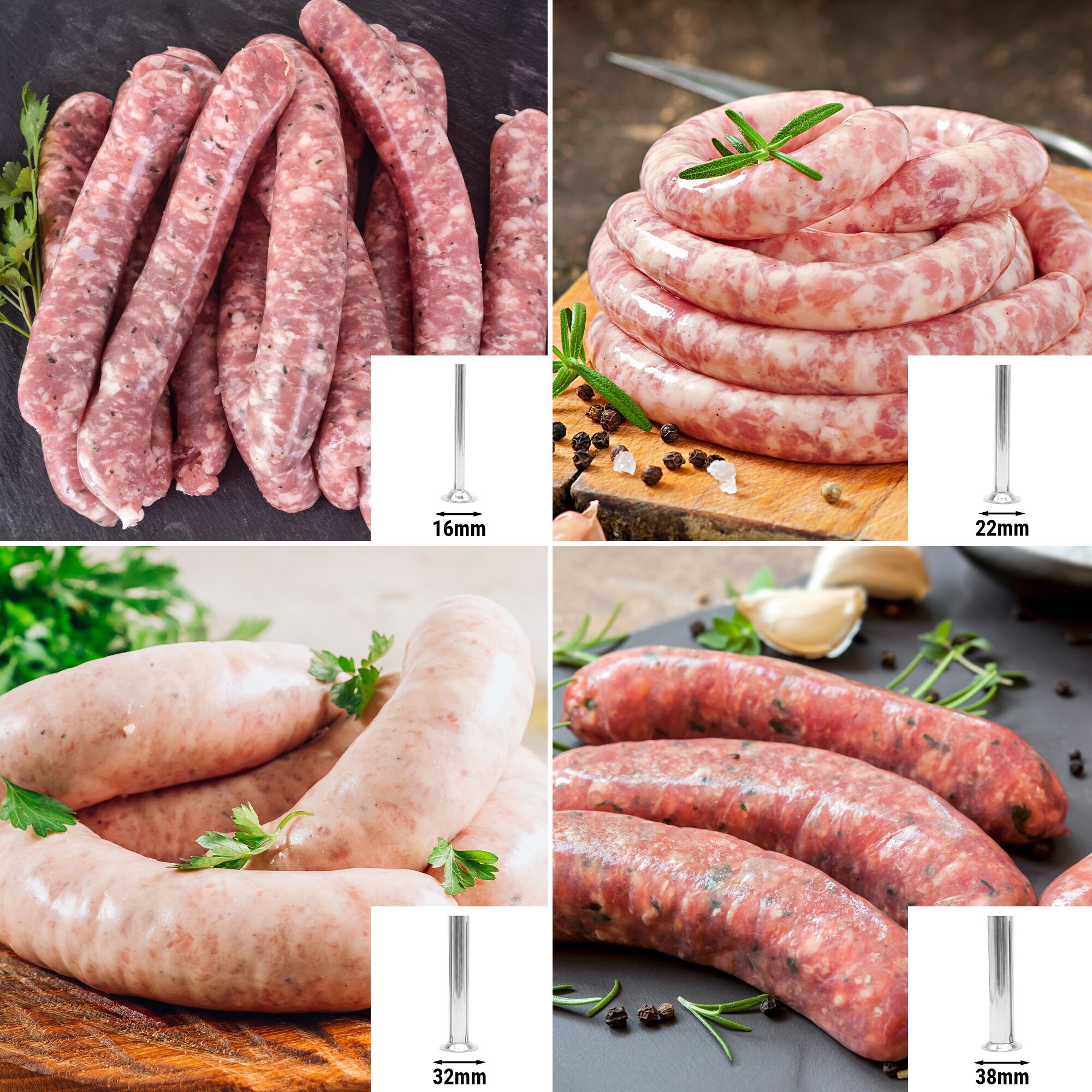 Handmatige worstenvuller - horizontaal - 3l - RVS - incl. 4 vulbuizen