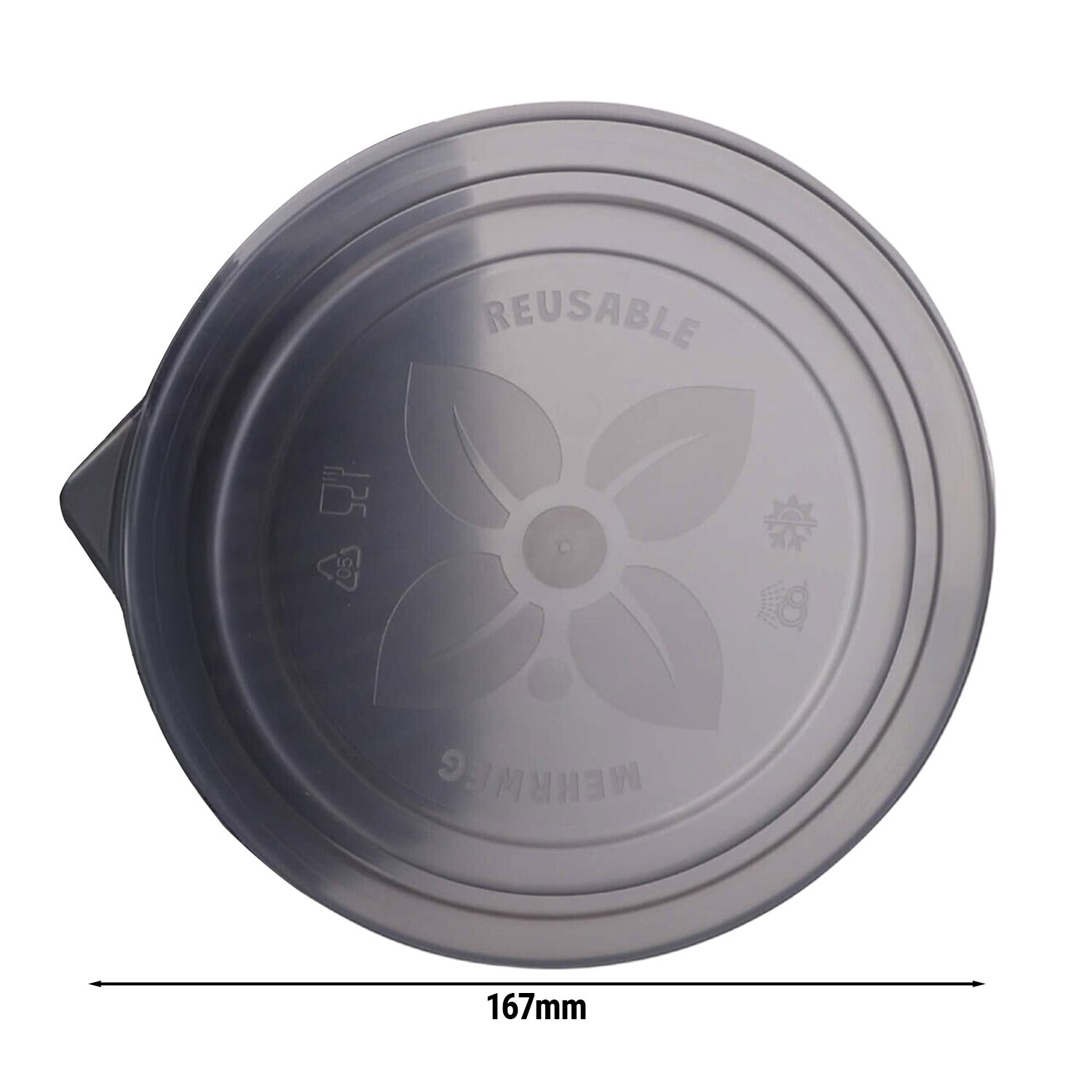 (60 pcs) Couvercle réutilisable - 167x156mm - Gris - compatible avec barquettes Ø150mm